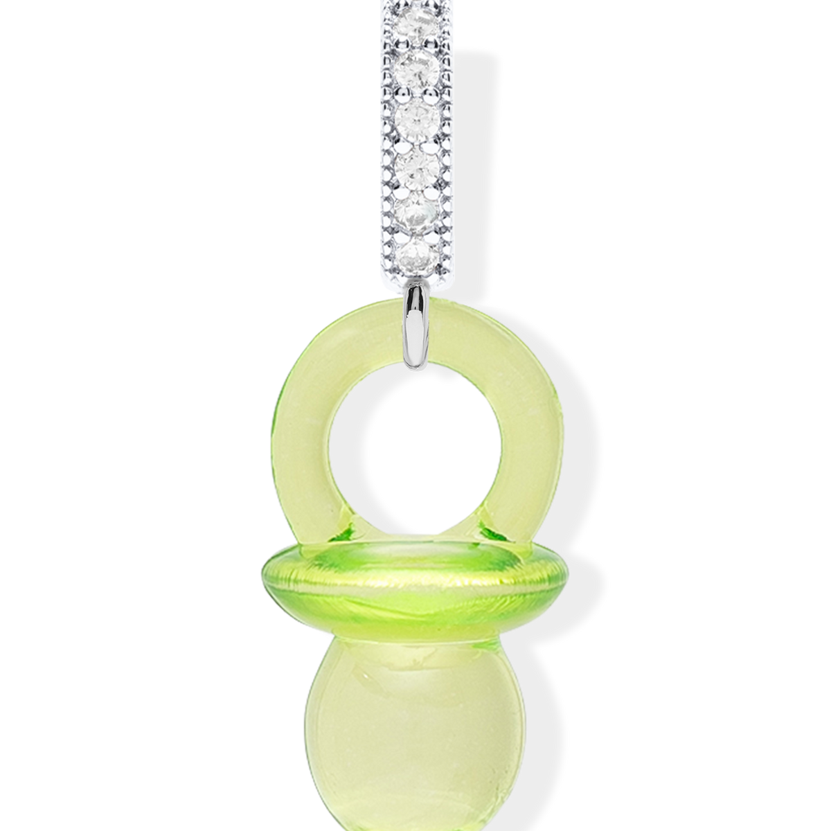 Pacifier Pendant - Silver - Pave Connector - Lime – Crystal Haze