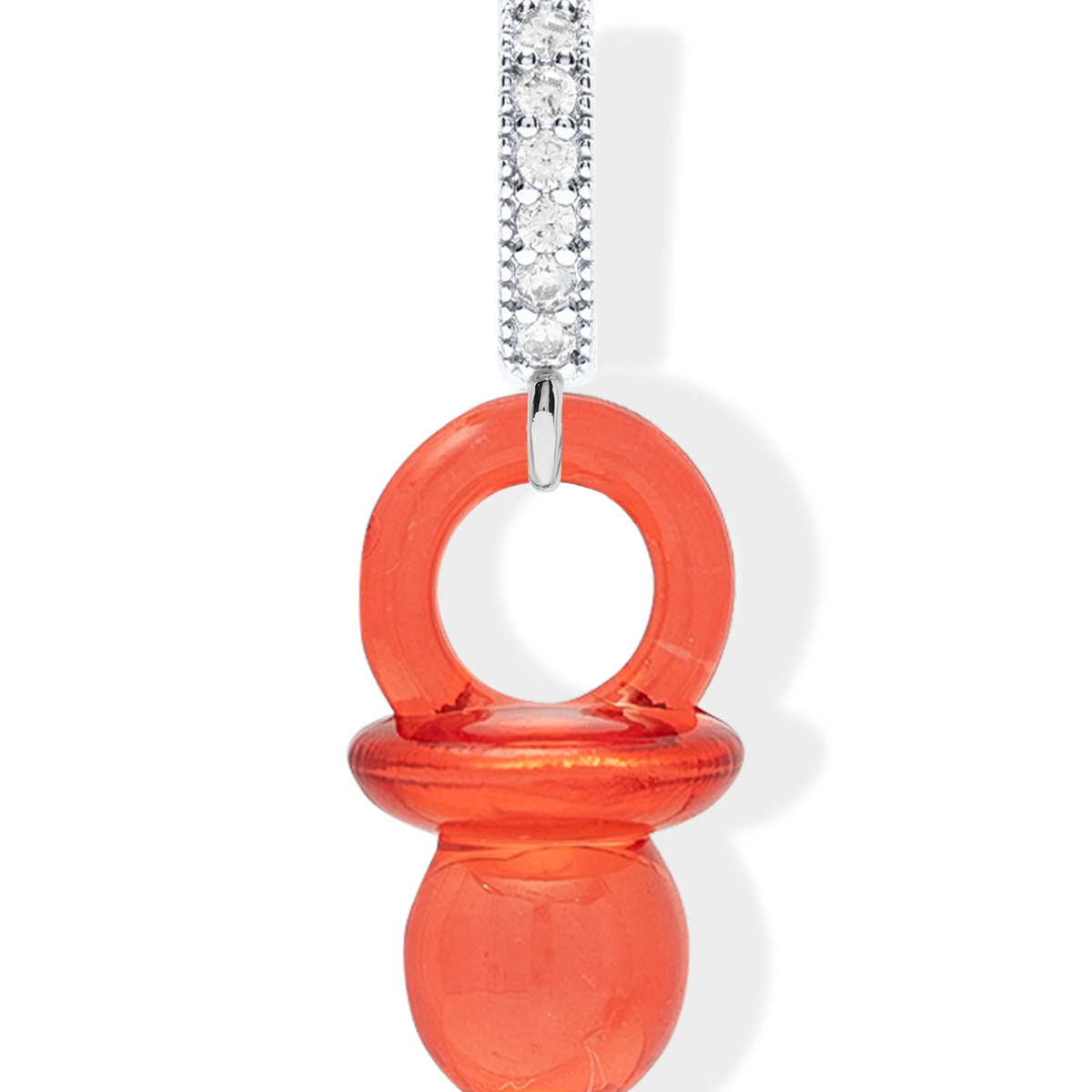 Pacifier Pendant - Silver - Pave Connector - Jelly Red – Crystal