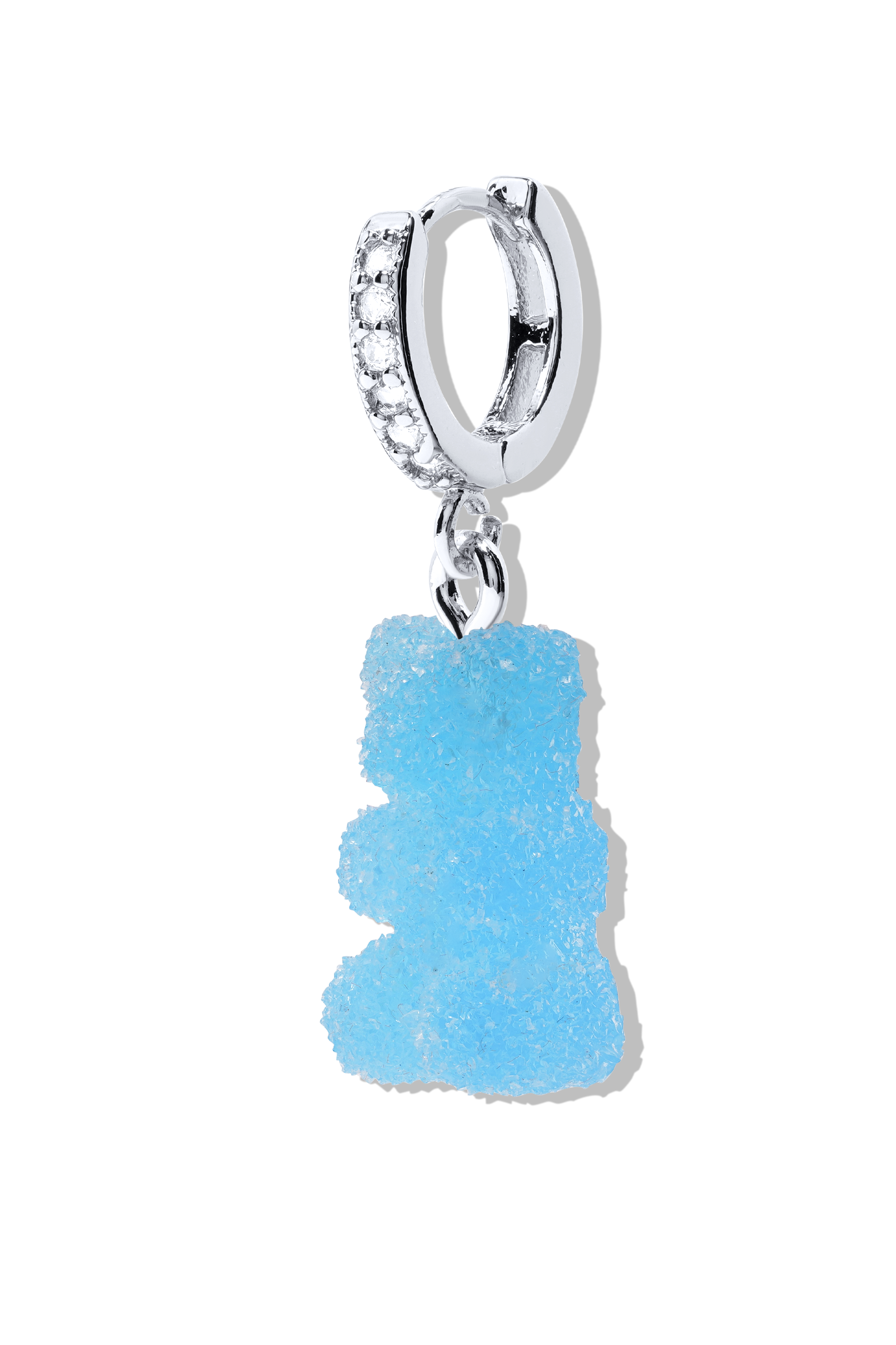 crystal haze Fizzy Nostalgia bear hoop - Silver plated - Blueberry