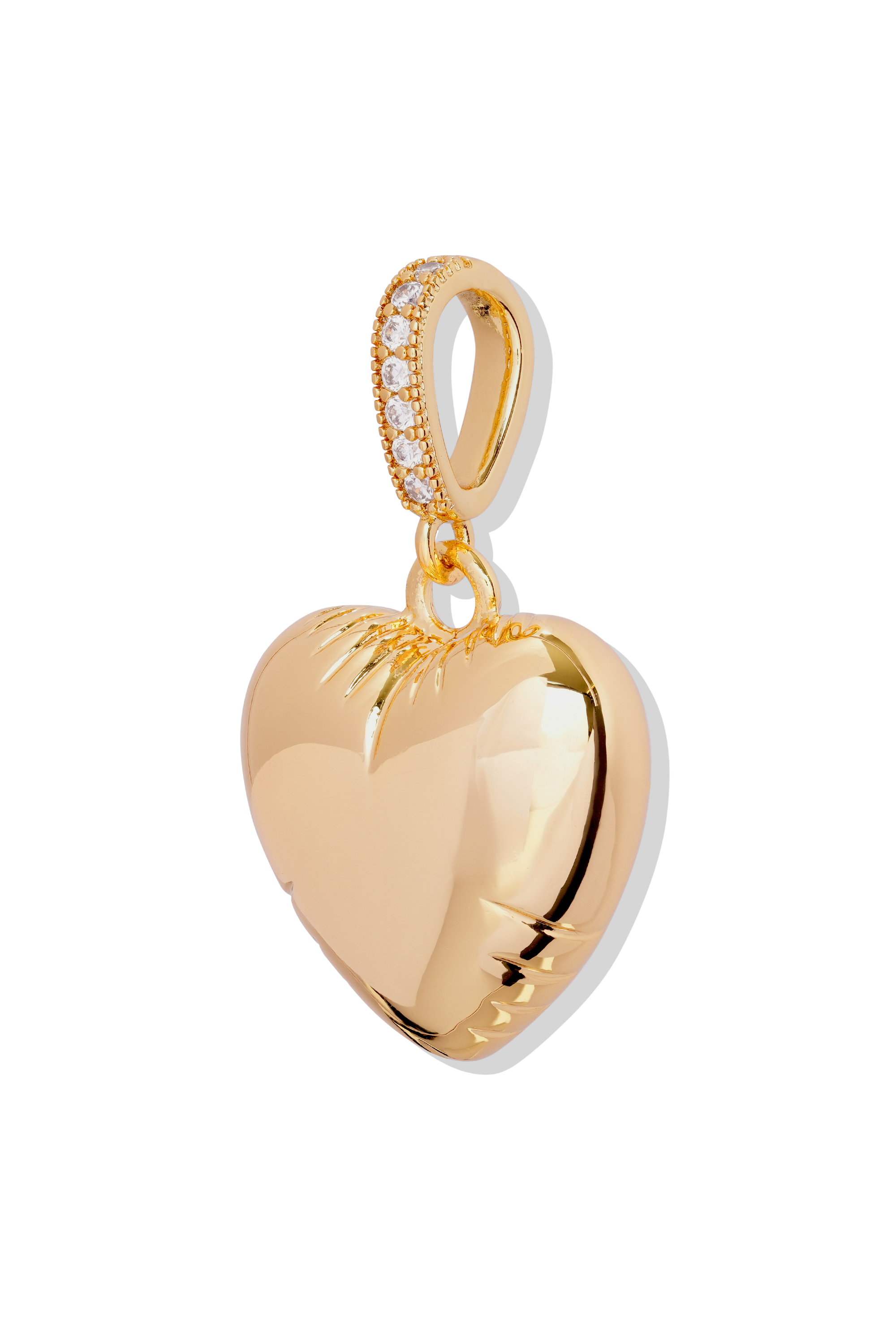 Balloon Heart Pendant - Pave Connector - Gold