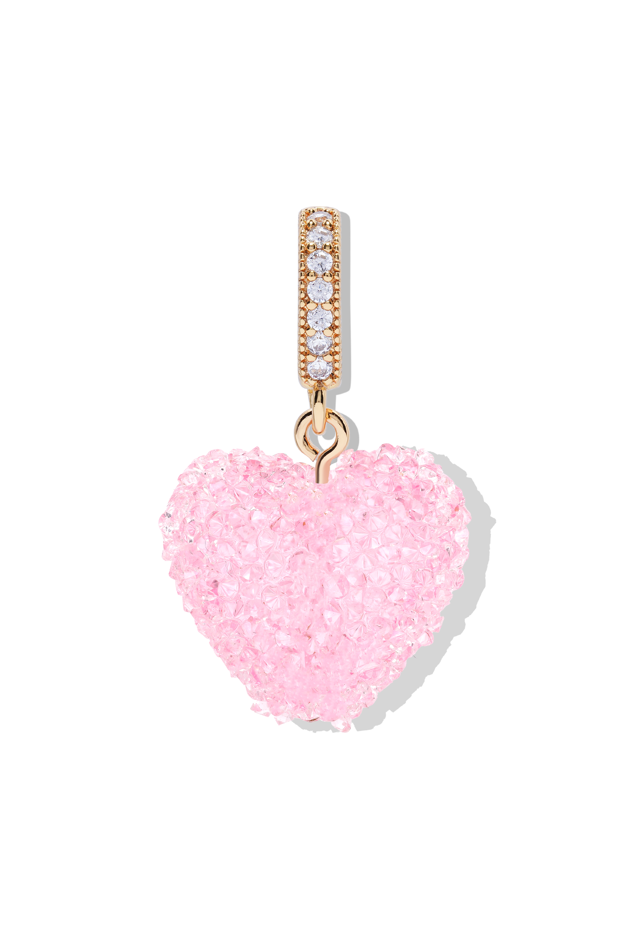 crystal haze Jelly Heart - Pave Connector - Baby Pink