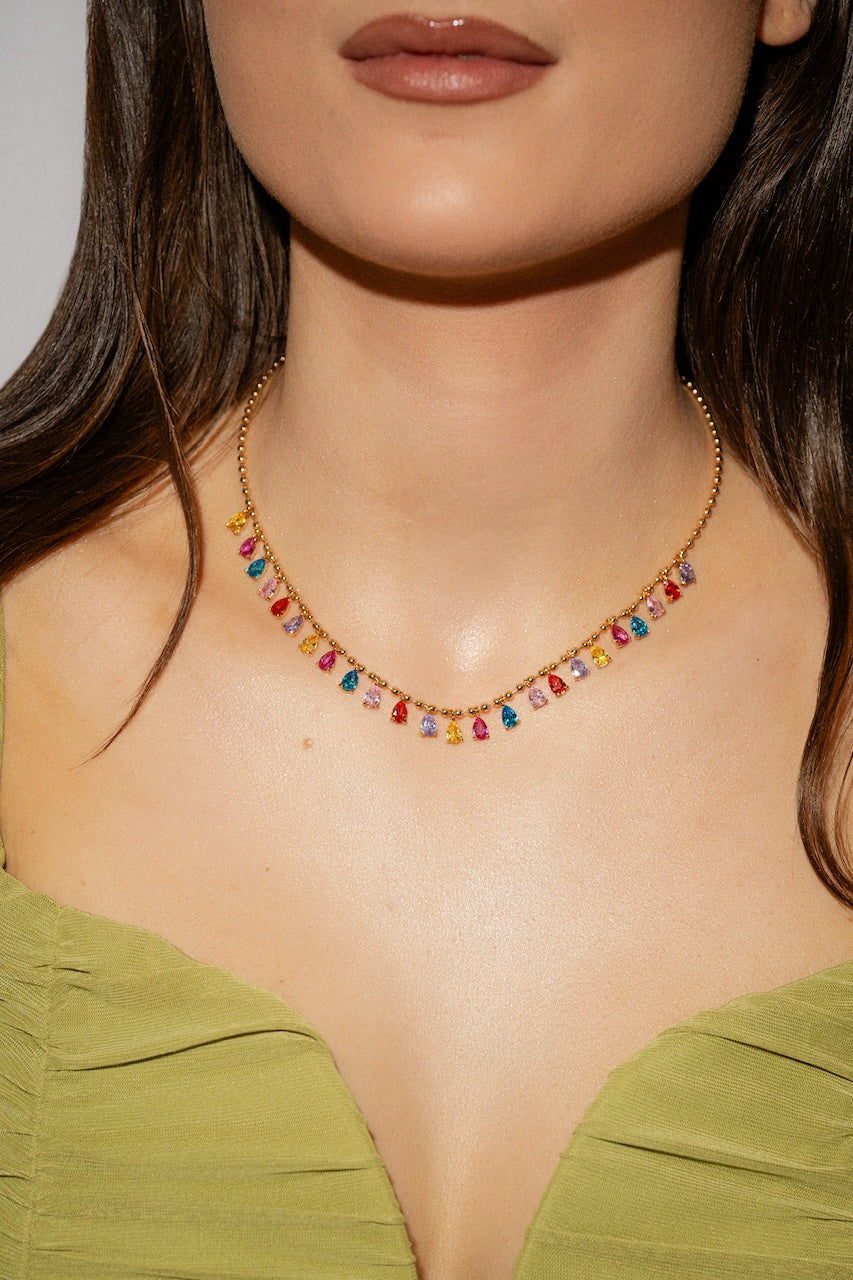 Mirror Pear Drop Rainbow Necklace – Crystal Haze Jewelry
