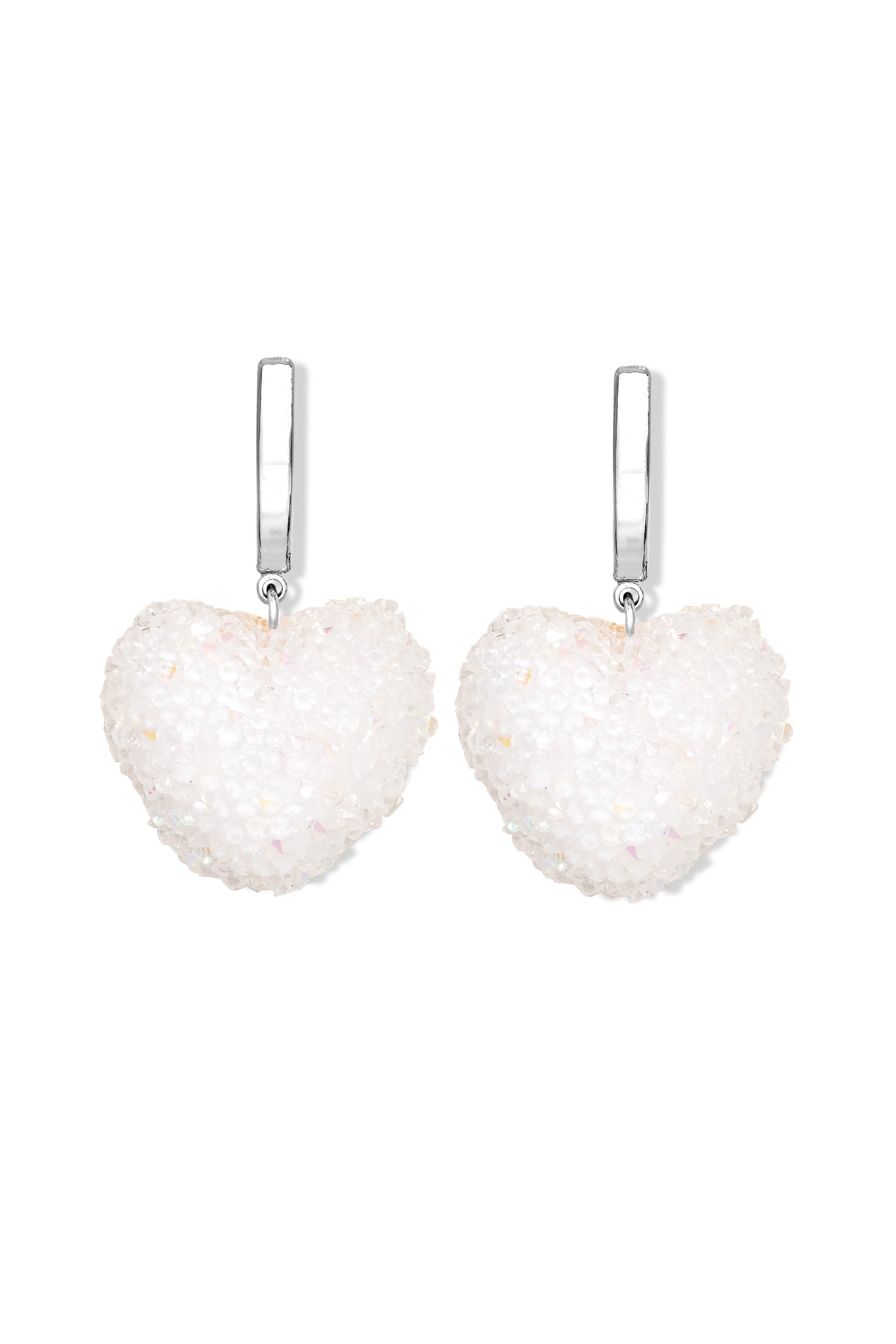crystal haze Jelly Heart Hoops - Silver - Cloud
