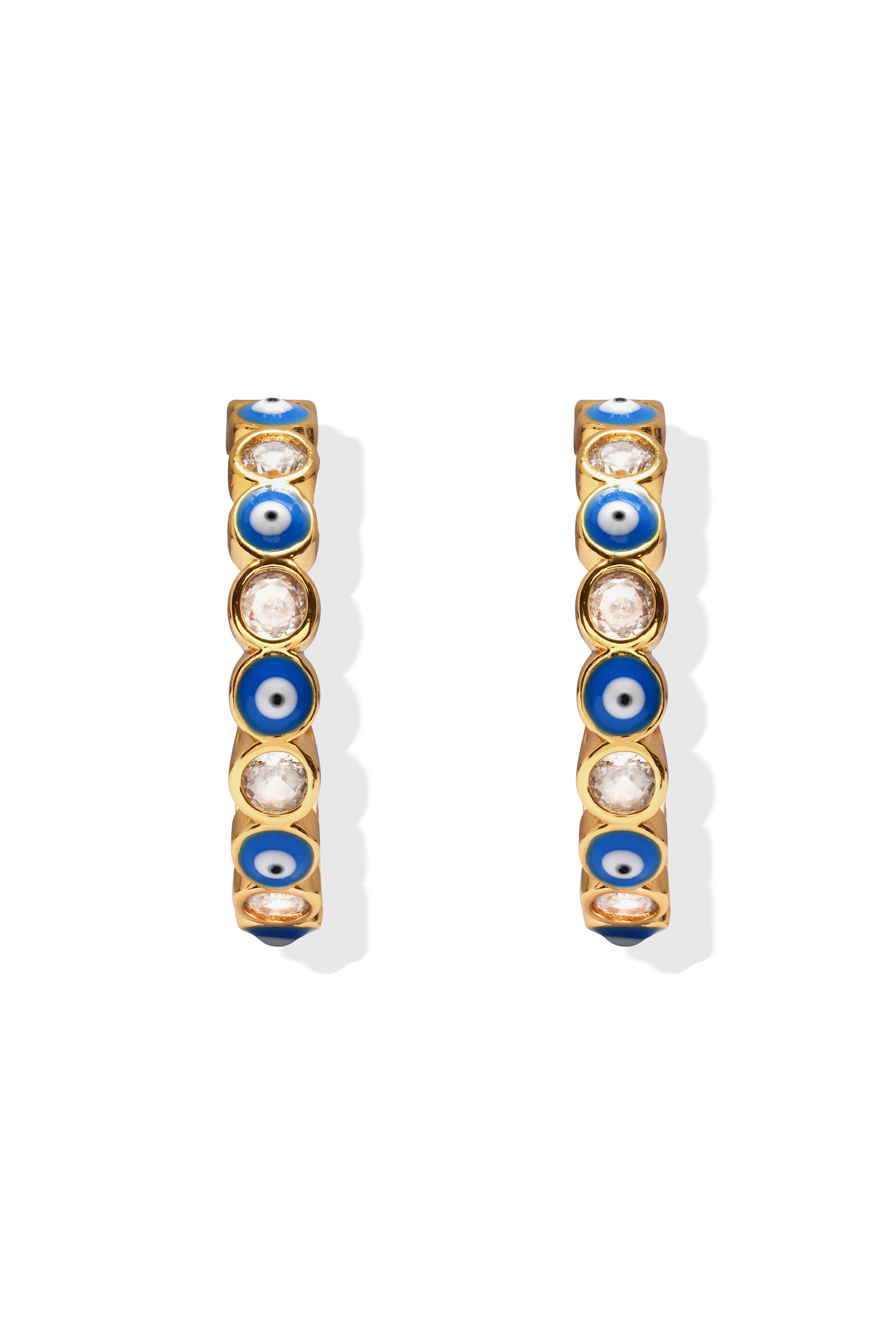 Serena x Evil Eye Hoops - Greek Blue – Crystal Haze Jewelry