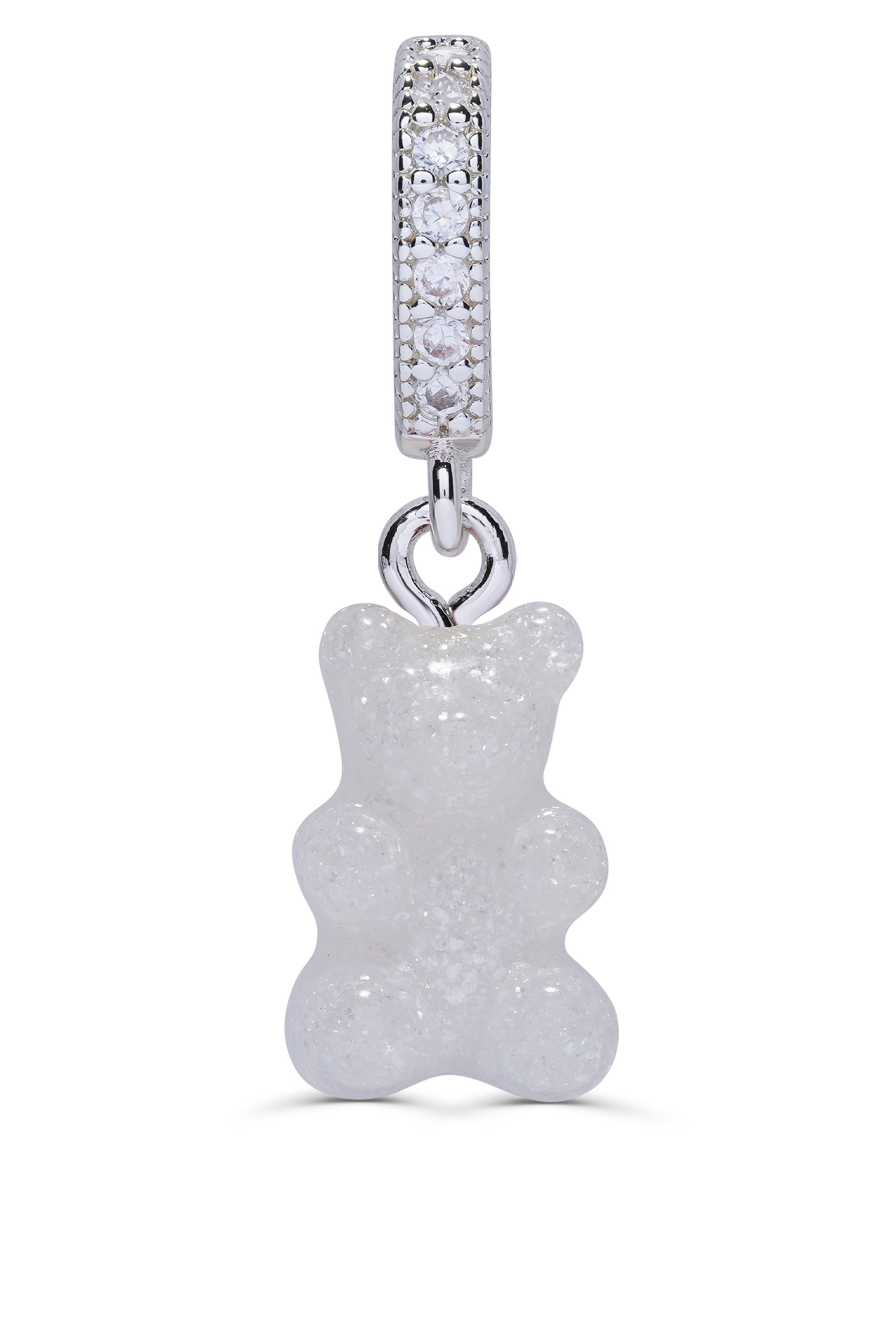 crystal haze Nostalgia Bear - Glittery - Silver Plated Pave Connector