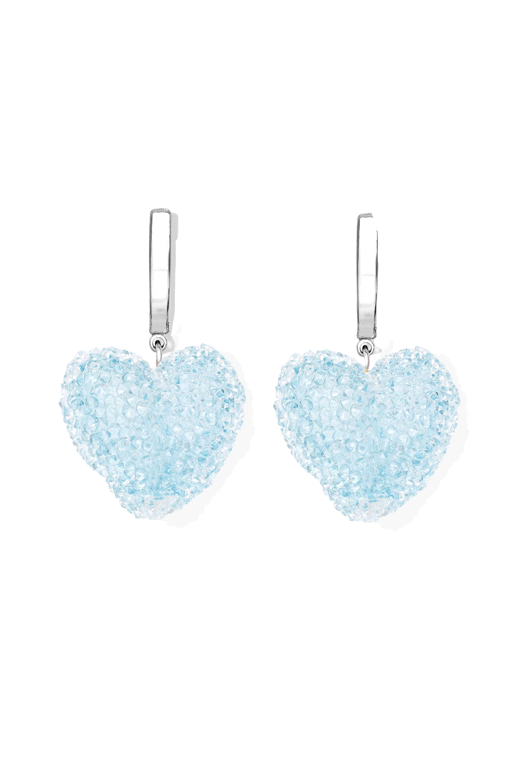 crystal haze Jelly Heart Hoops - Silver - Baby Blue