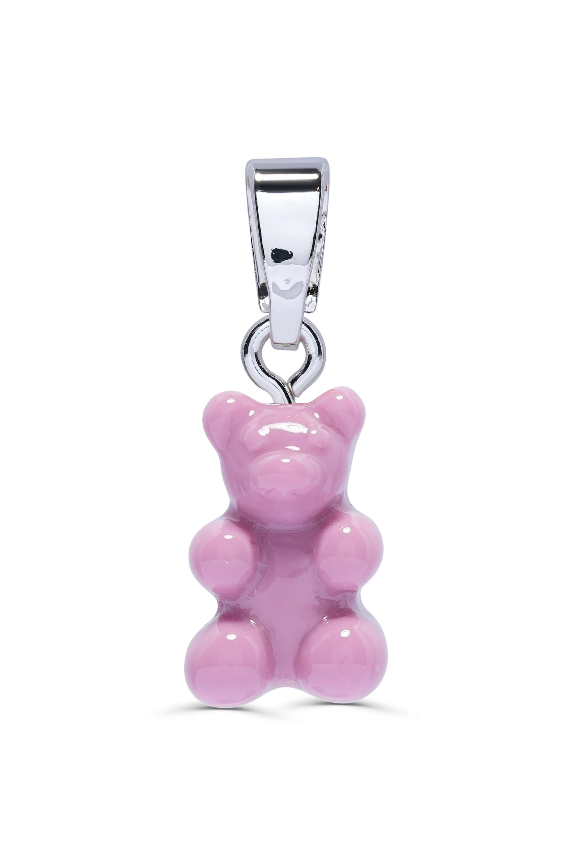 crystal haze Nostalgia Bear - Classic Connector - Silver plated - Mauve Pink
