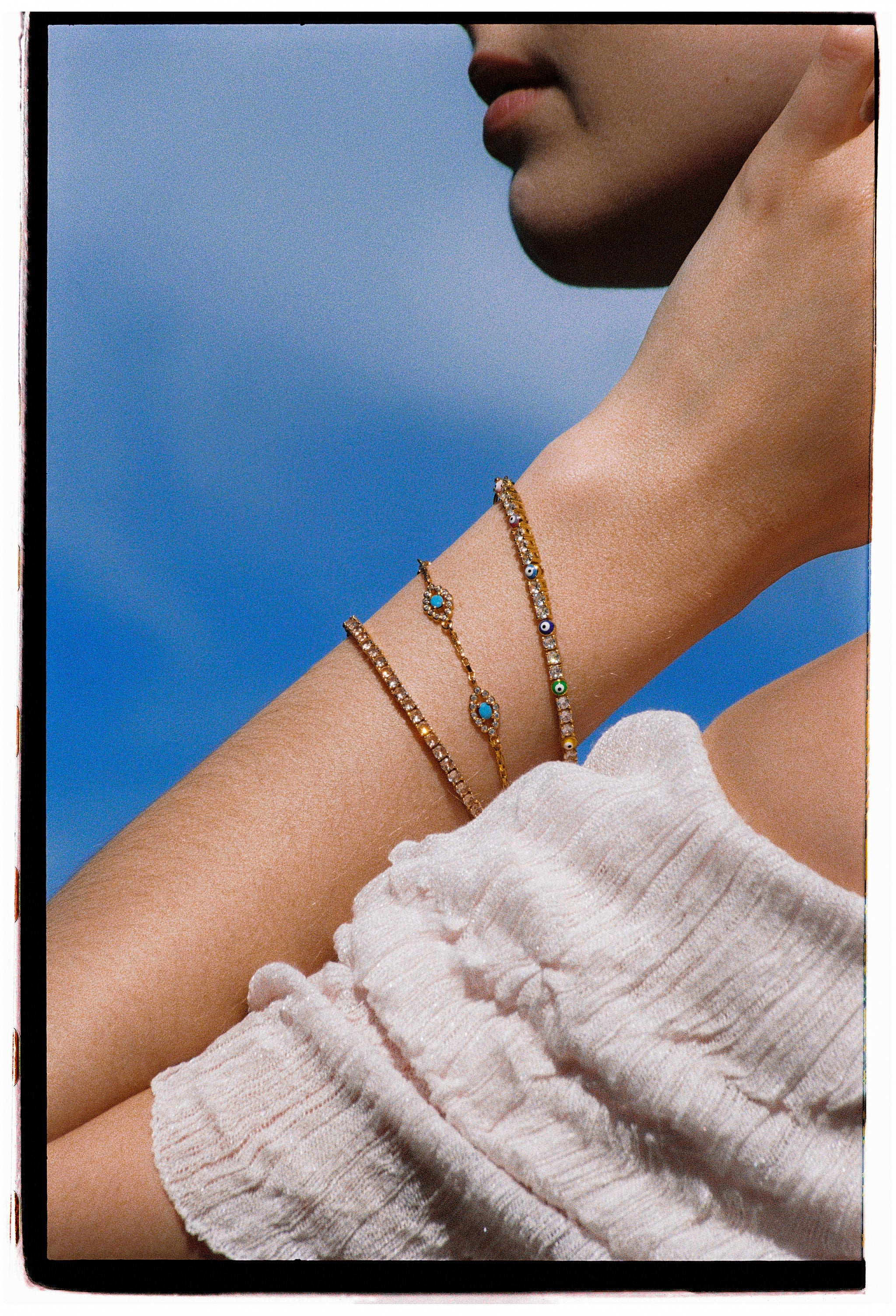 アクセサリー serena B-COM Serena Bracelet x Evil Eye Rainbow – Crystal Haze Jewelry