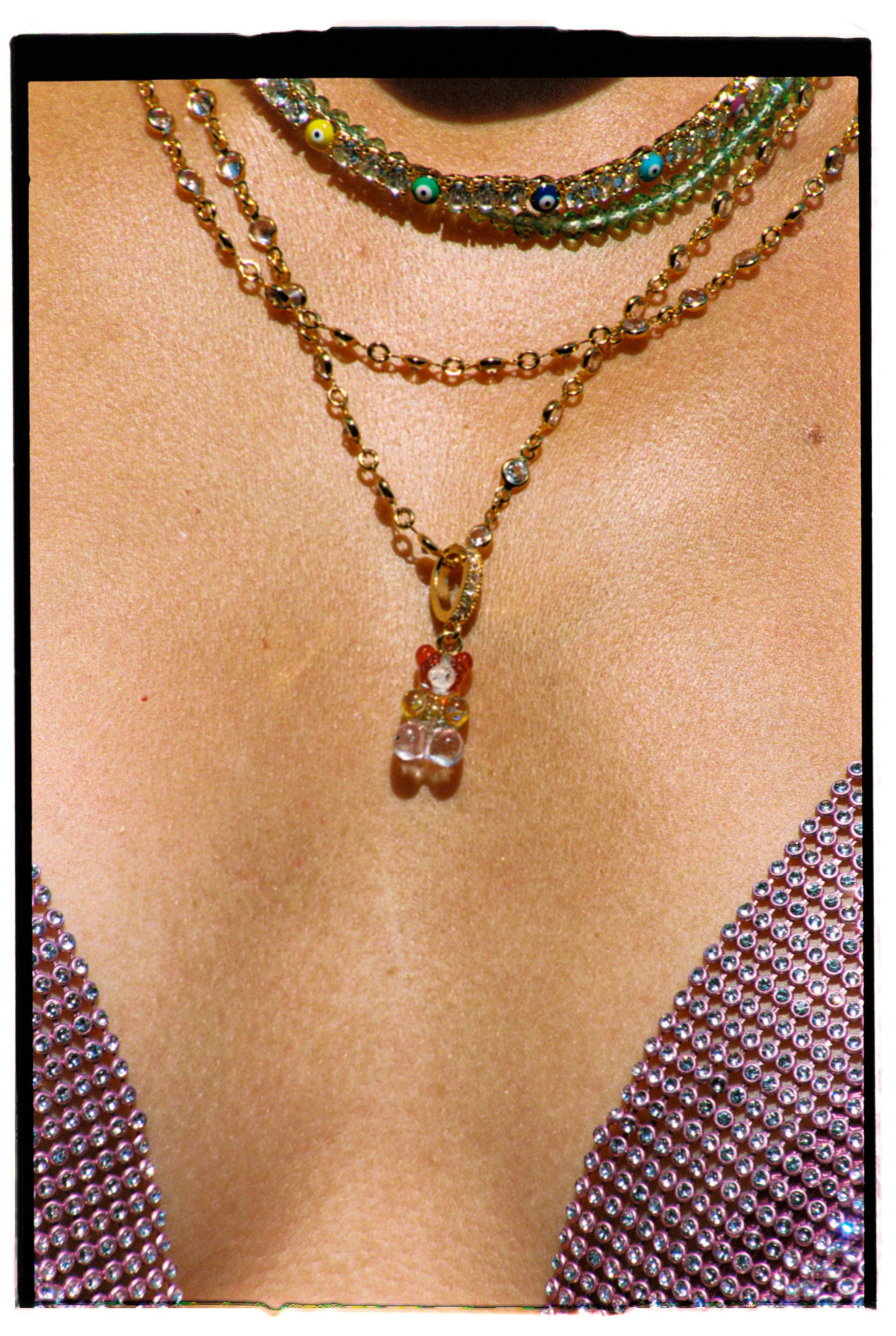 Nostalgia Bear - Pave Connector - Gold Plated - Rainbow – Crystal