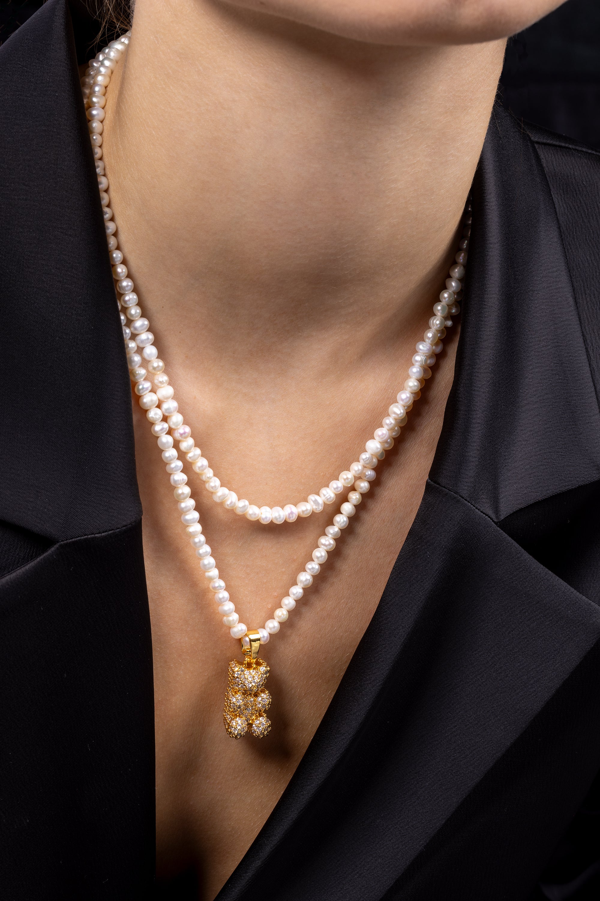 ★HAS★ HLD029 Crystal pearl bead necklace Extra Long Genuine Pearl and Crystal Necklace – Chandras