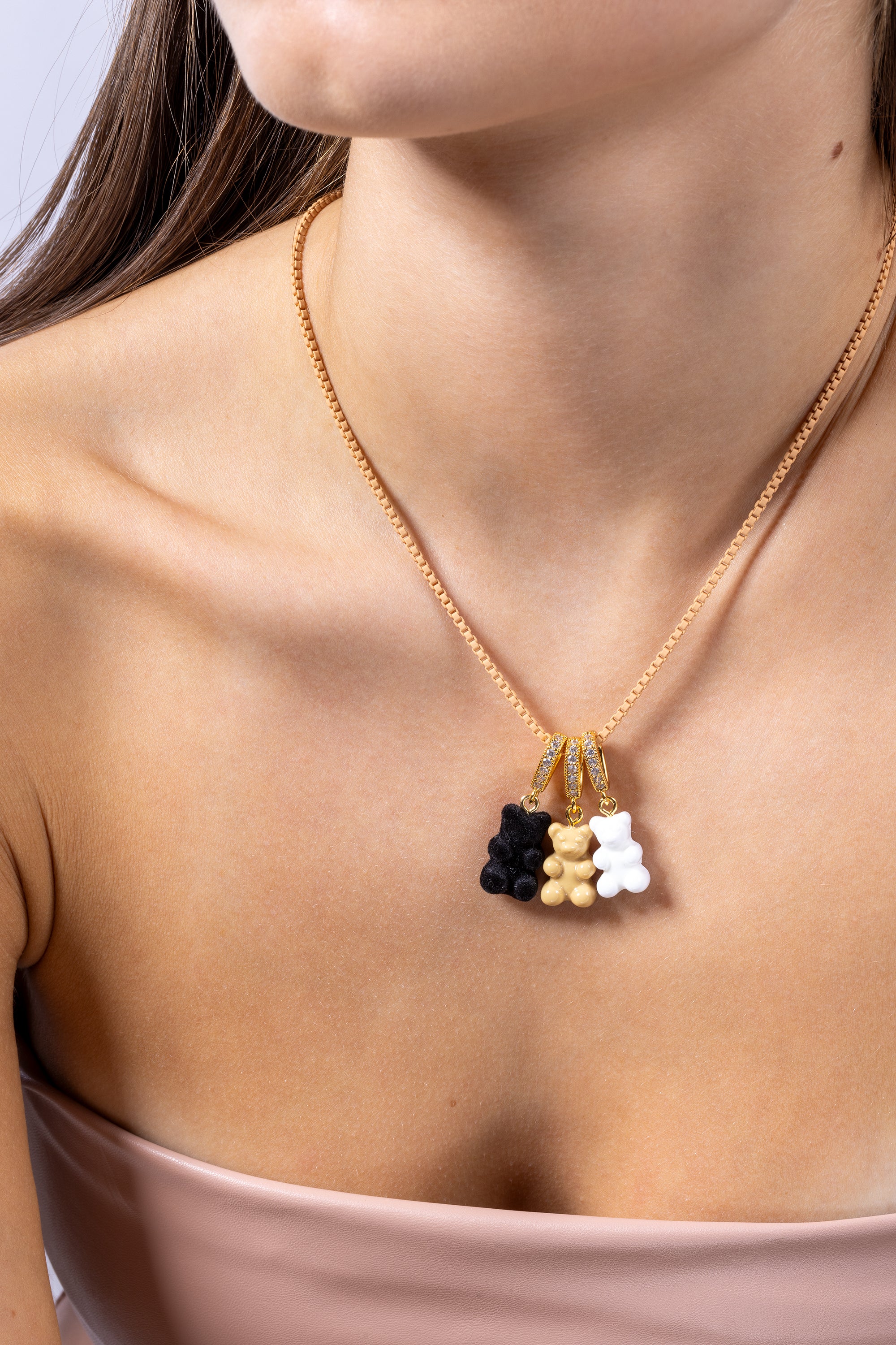 Nostalgia Bear - Pave Connector - Gold Plated - Salt Caramel