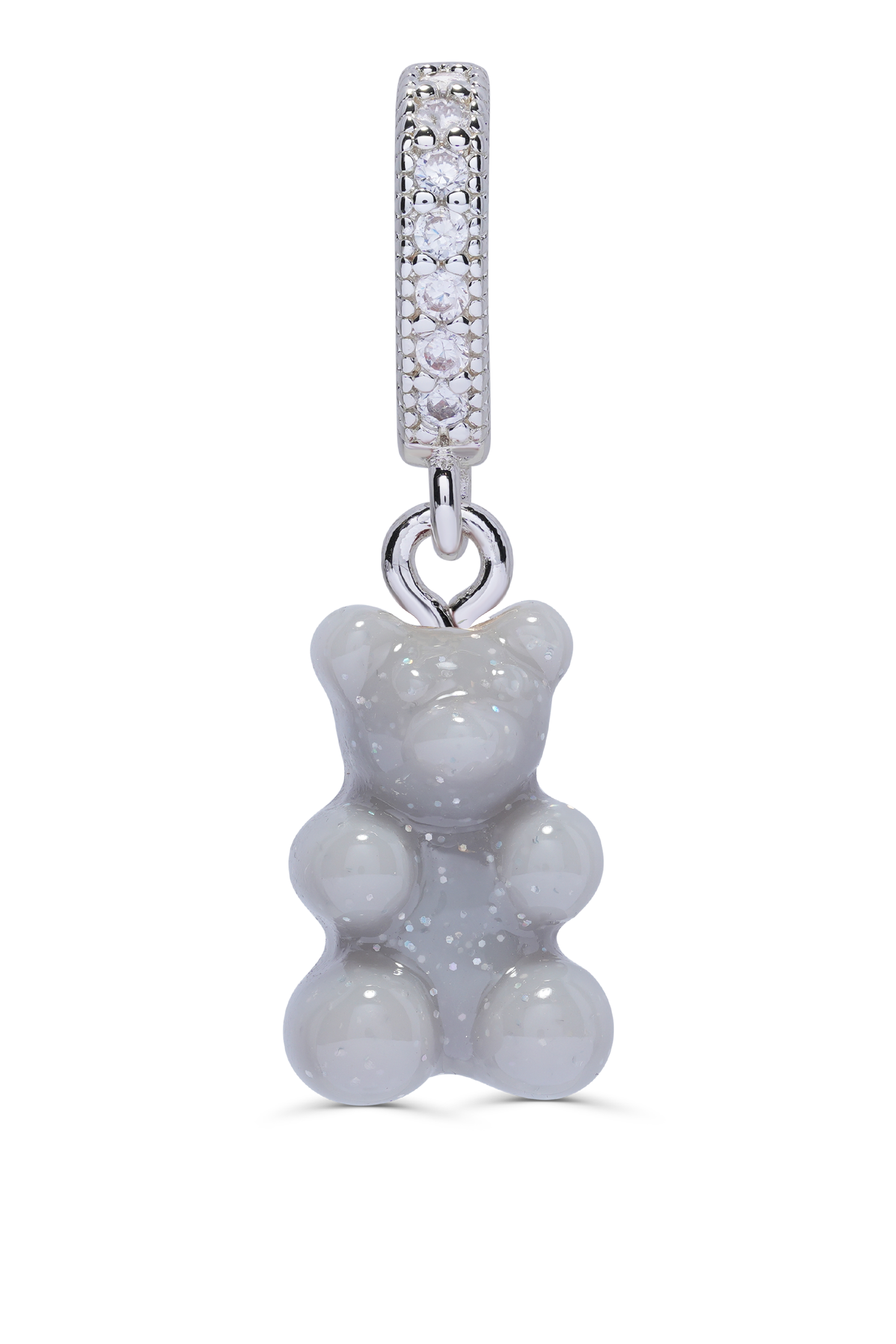 crystal haze Nostalgia Bear - Silver Plated Pave connector - Steel
