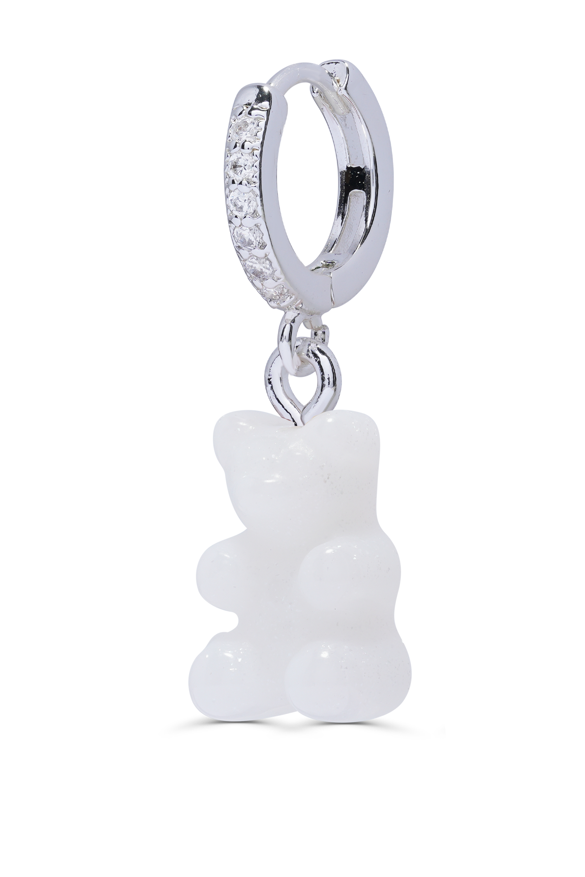crystal haze Nostalgia Bear - Pearly - Silver Plated Hoop