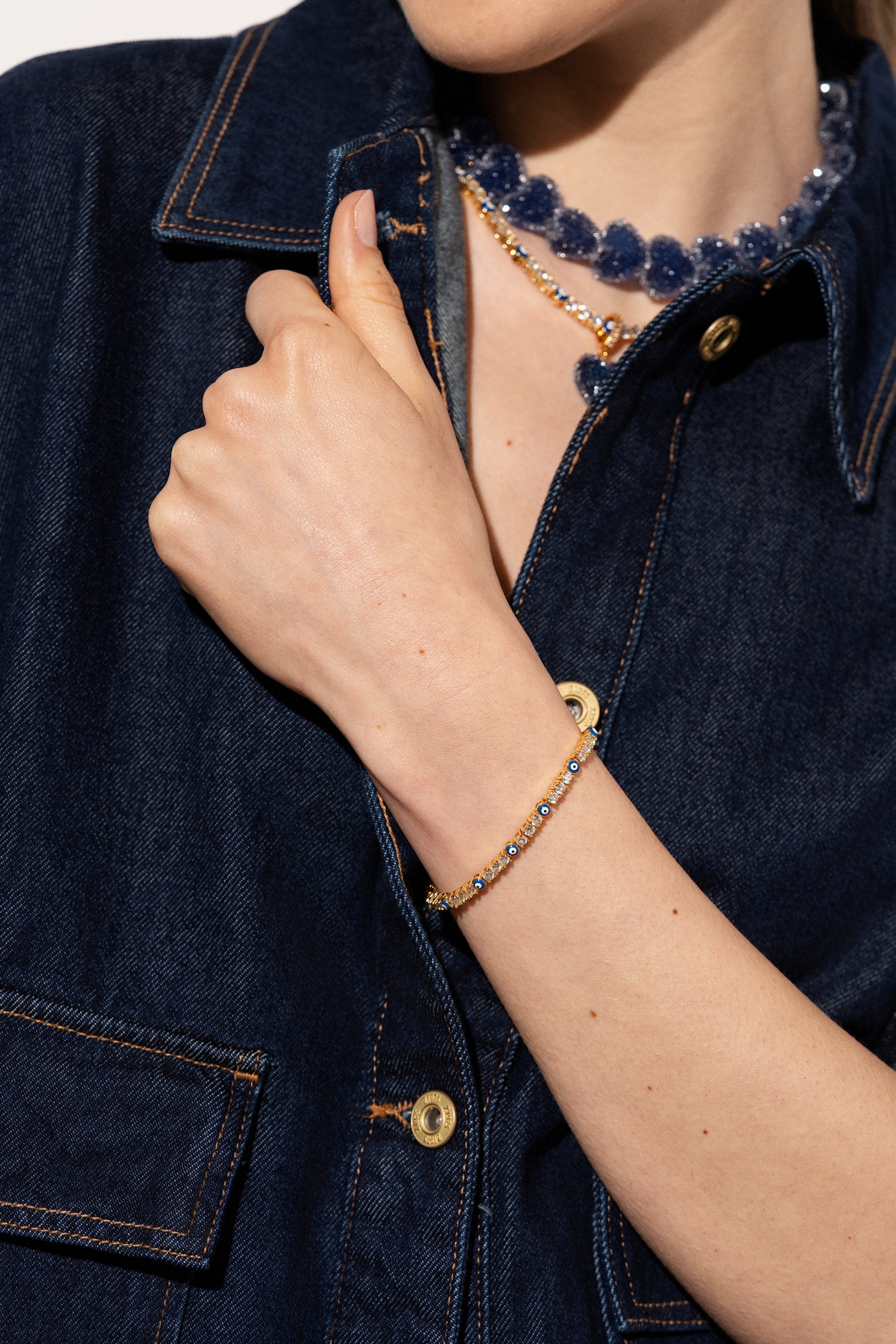 Serena Bracelet x Evil Eye Greek Blue – Crystal Haze Jewelry