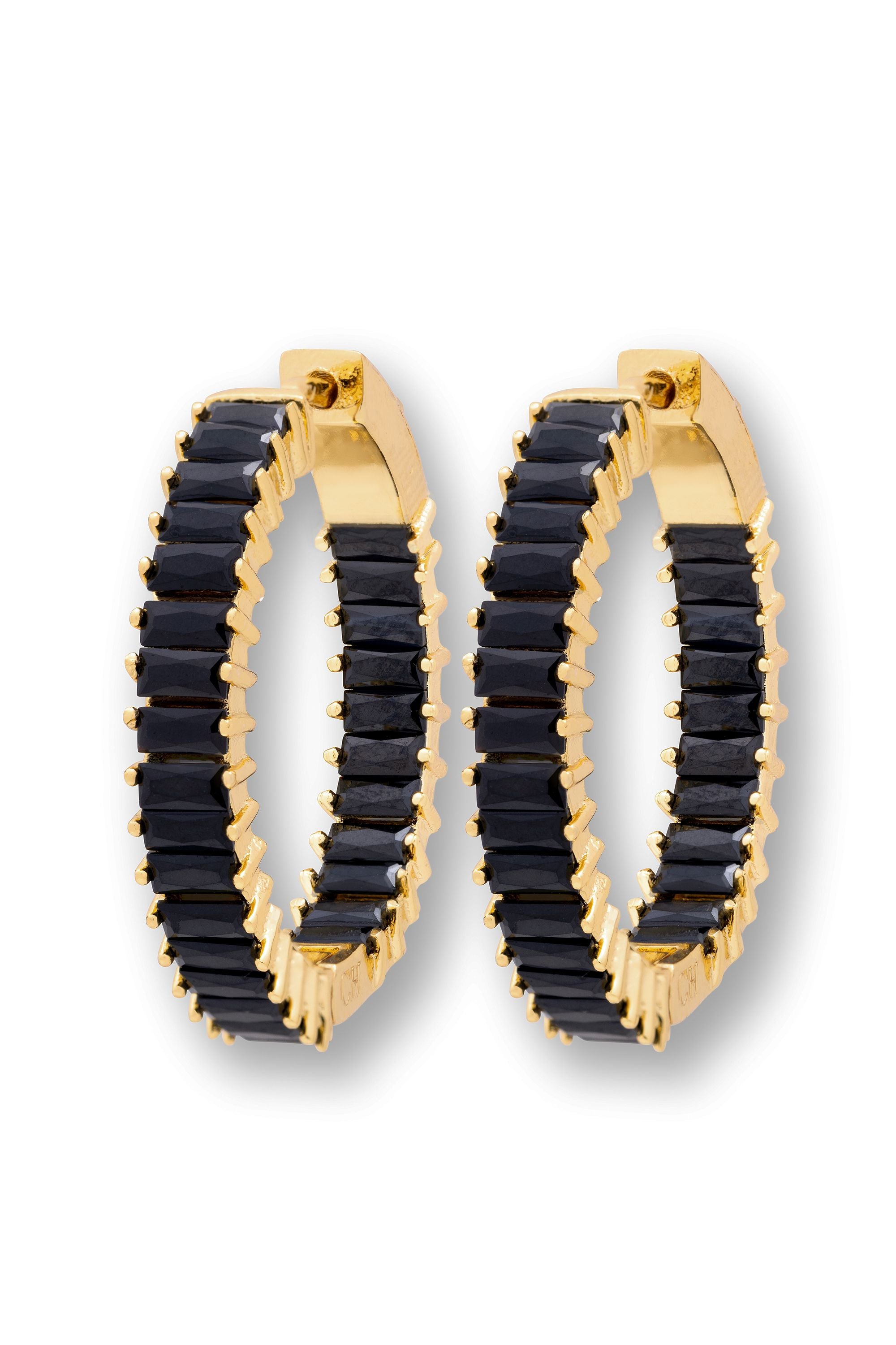 crystal haze Baguette Hoops - Noir