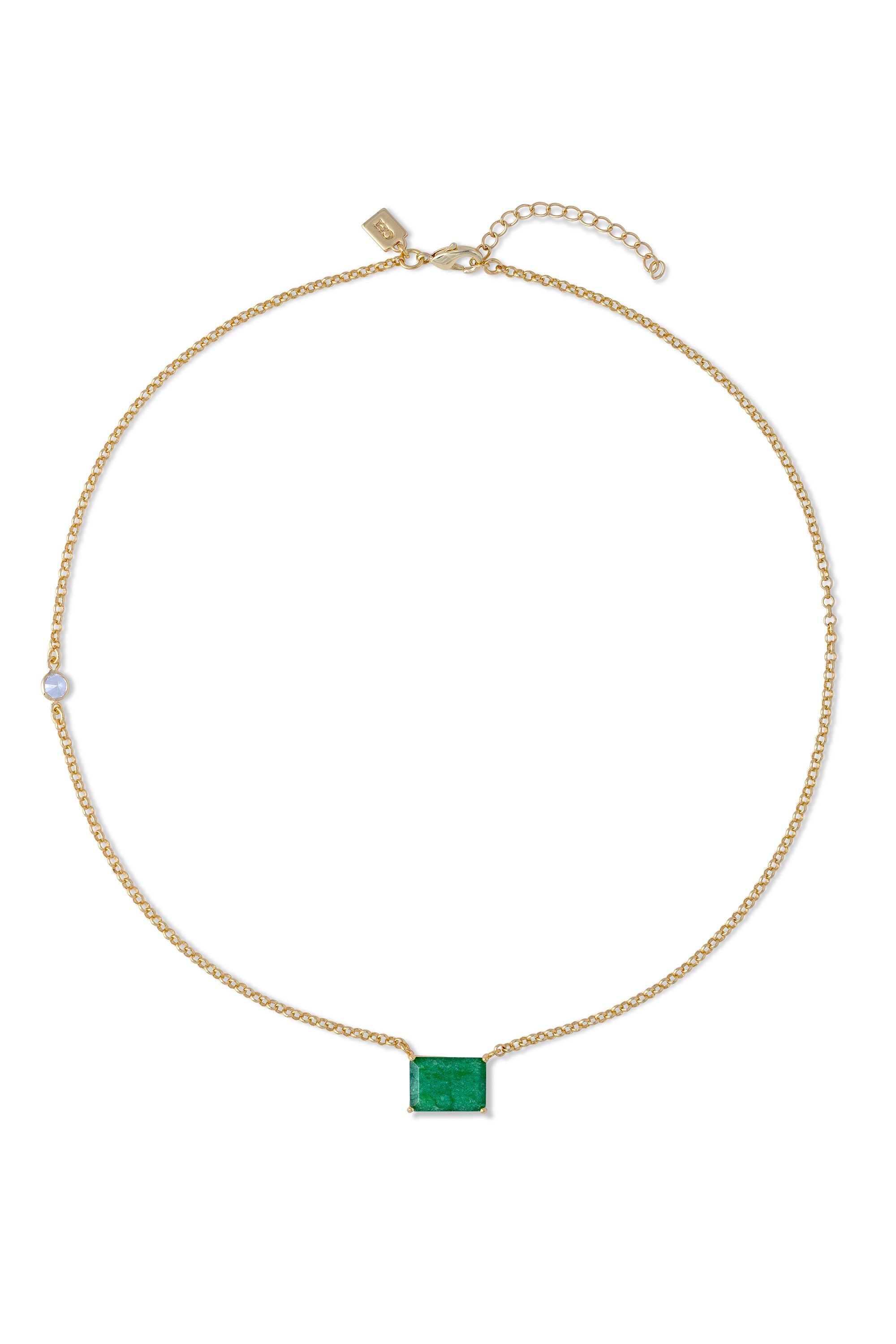 crystal haze Green Quartz Baguette necklace