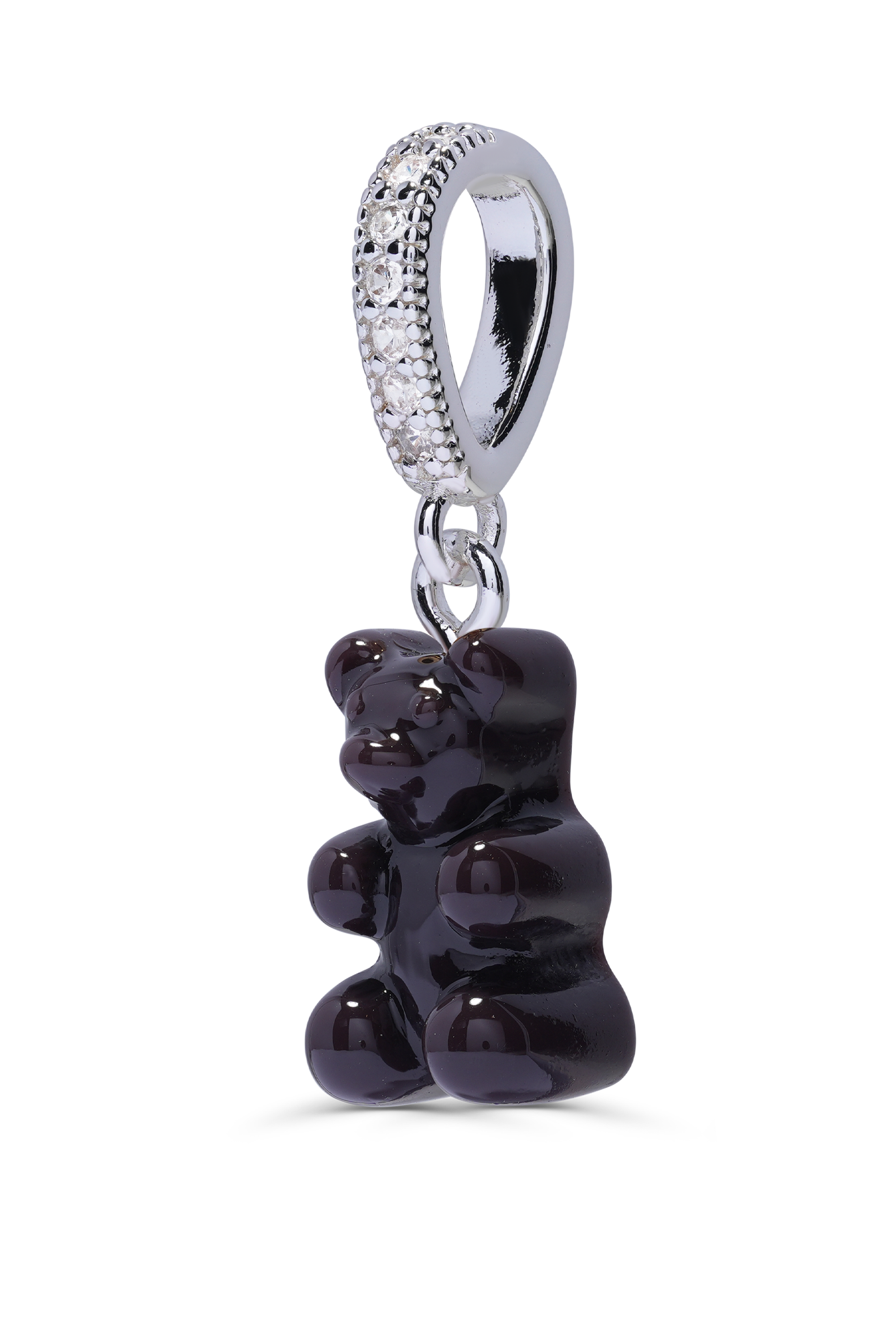 crystal haze Nostalgia Bear - Pave connector - Licorice - Silver plated