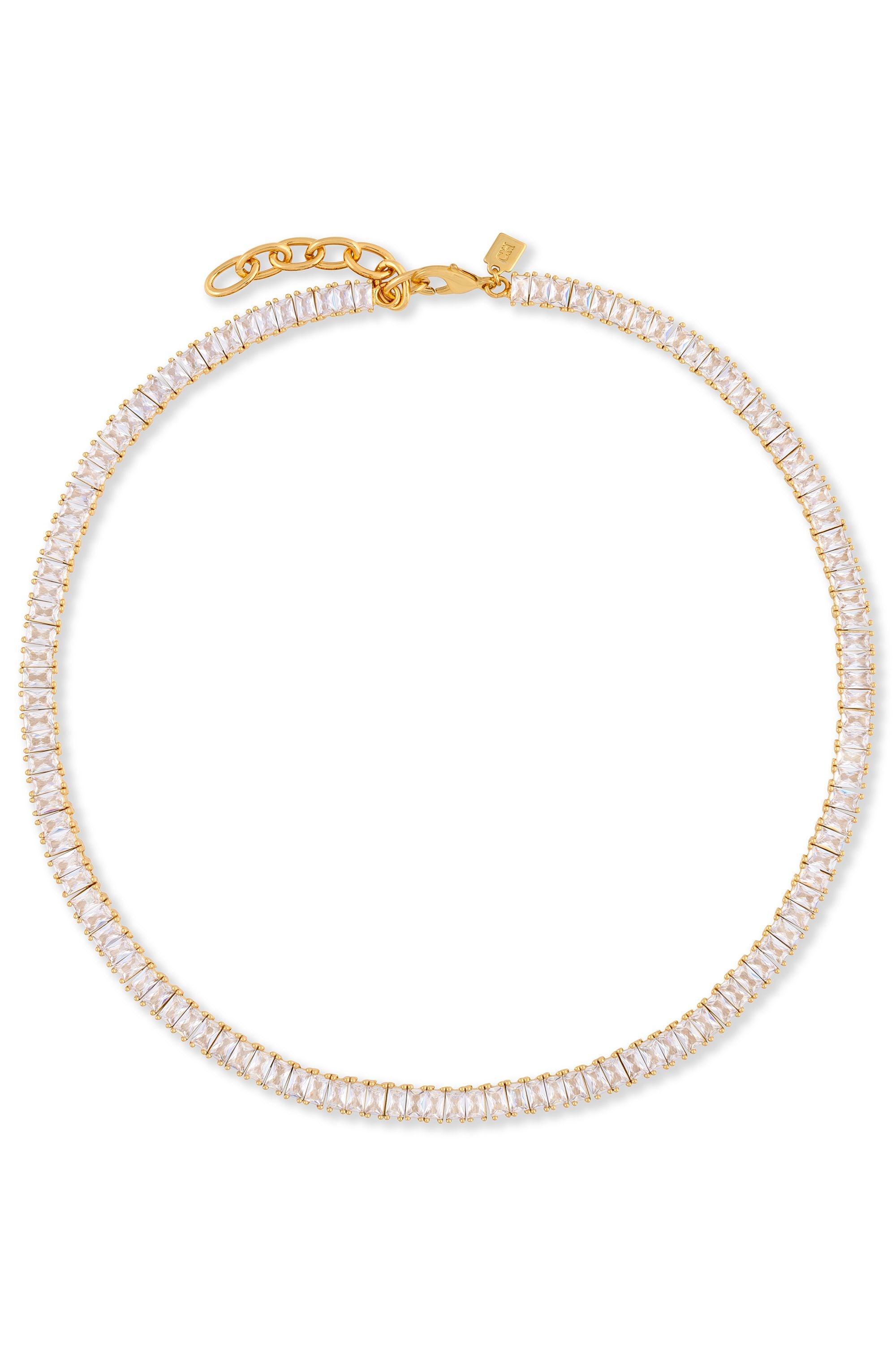 crystal haze Baguette Necklace - Clear