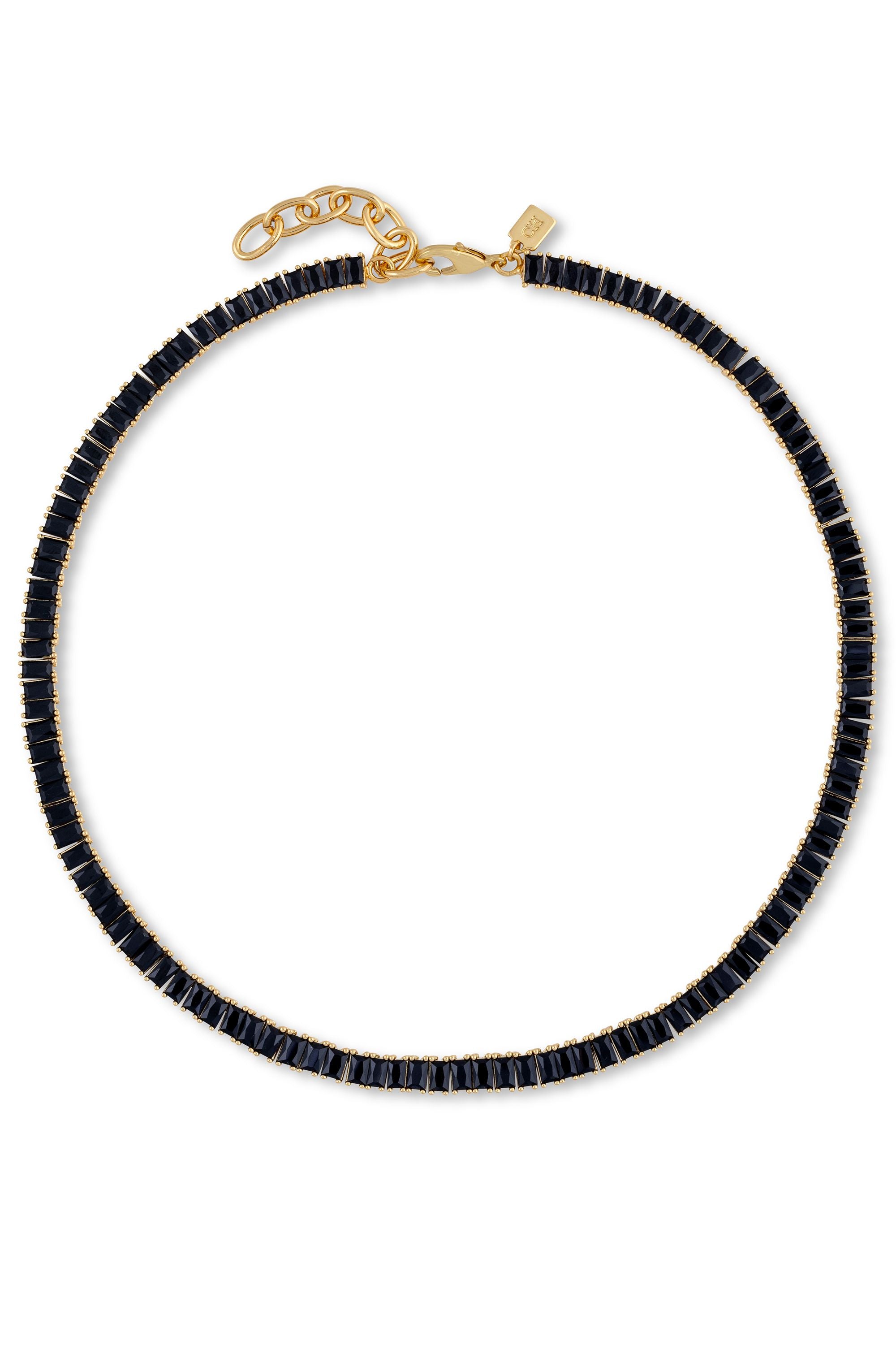 crystal haze Baguette Necklace - Noir