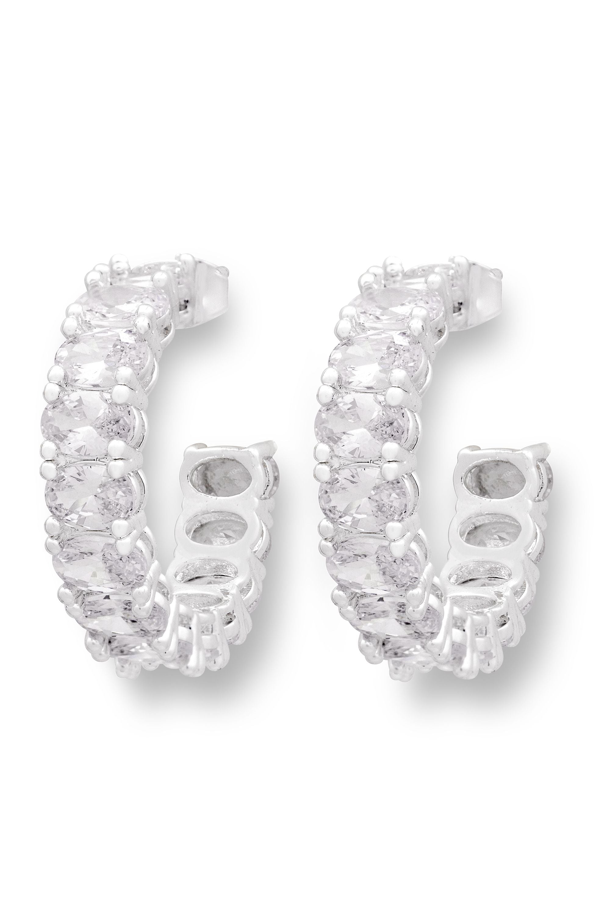 crystal haze Oval Cut Hoops - Silver