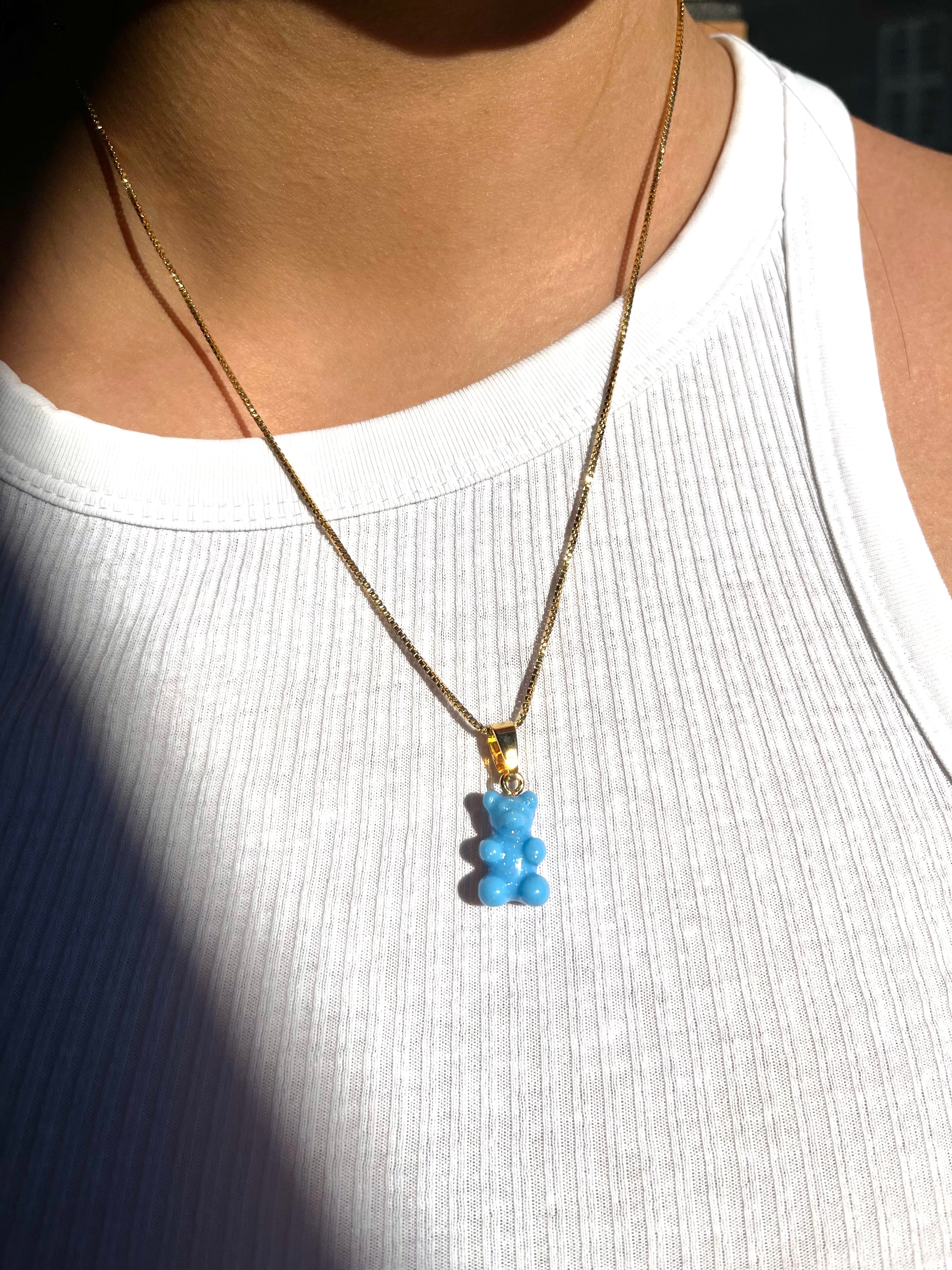 CRYSTAL HAZE ◆ PENDANT_NOSTALGIA BEAR CLASSIC GOLD LAGOON Nostalgia Bear - Classic Connector - Gold - Lagoon – Crystal