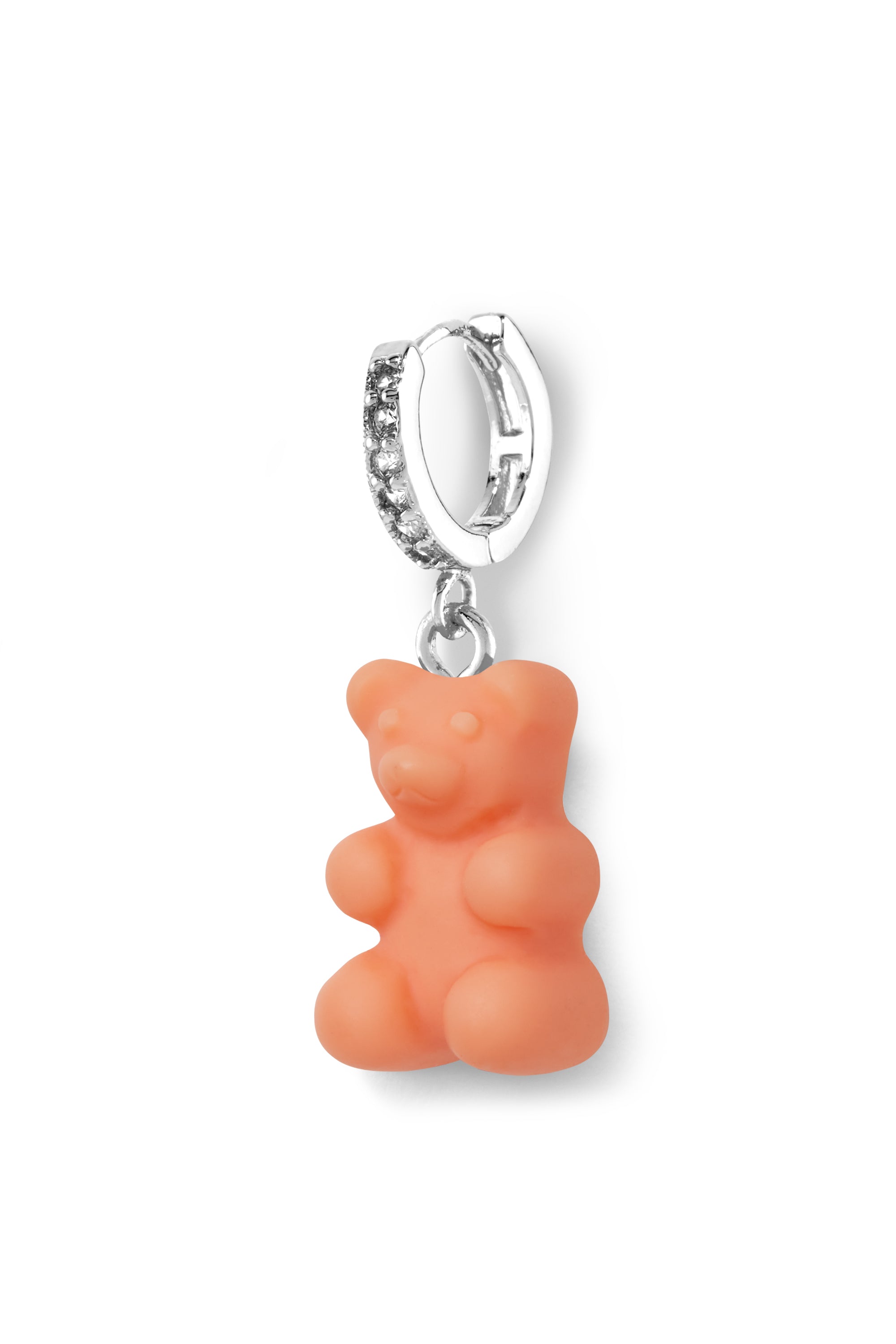 crystal haze Nostalgia bear hoop - Peachy - Silver plated