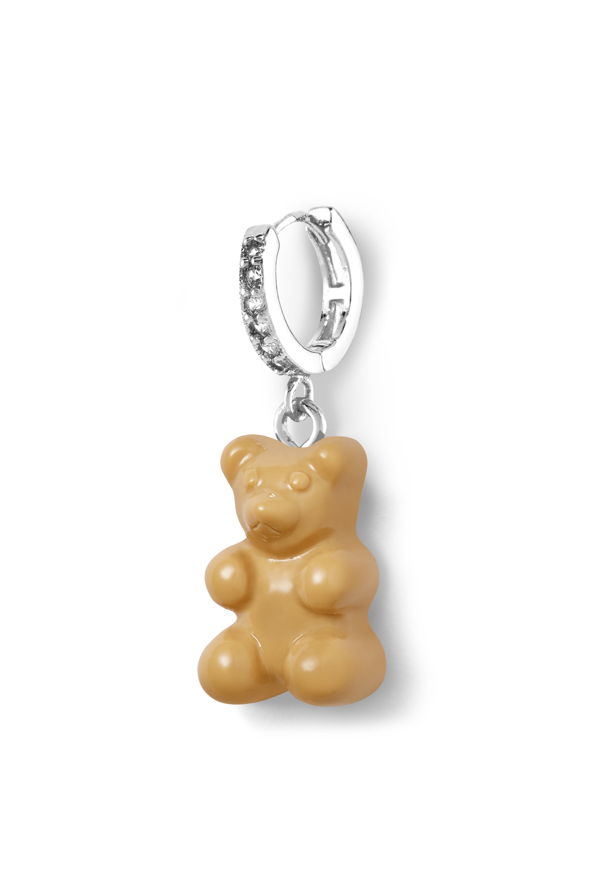 crystal haze Nostalgia bear hoop - Salt Caramel - Silver plated