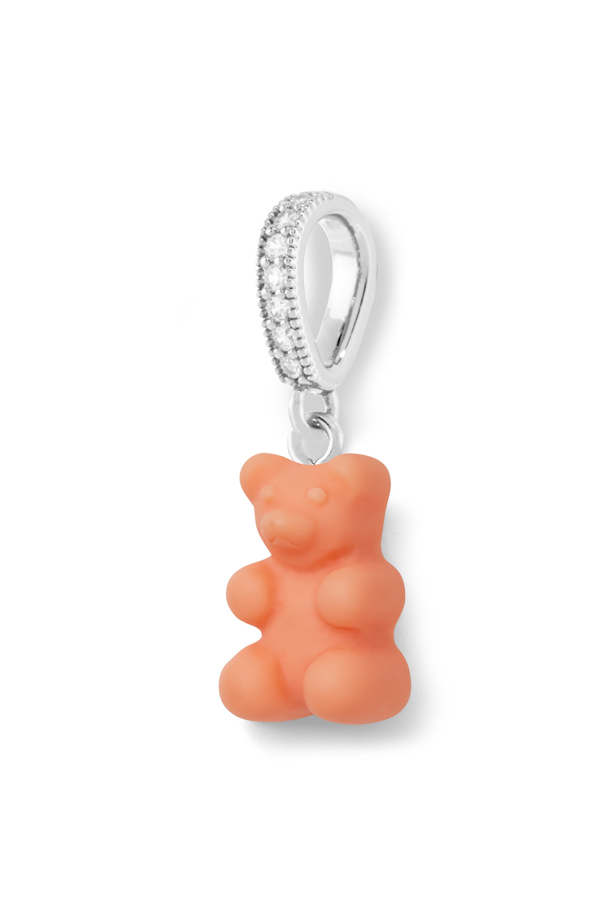 crystal haze Nostalgia bear - Peachy - Silver plated Pave connector