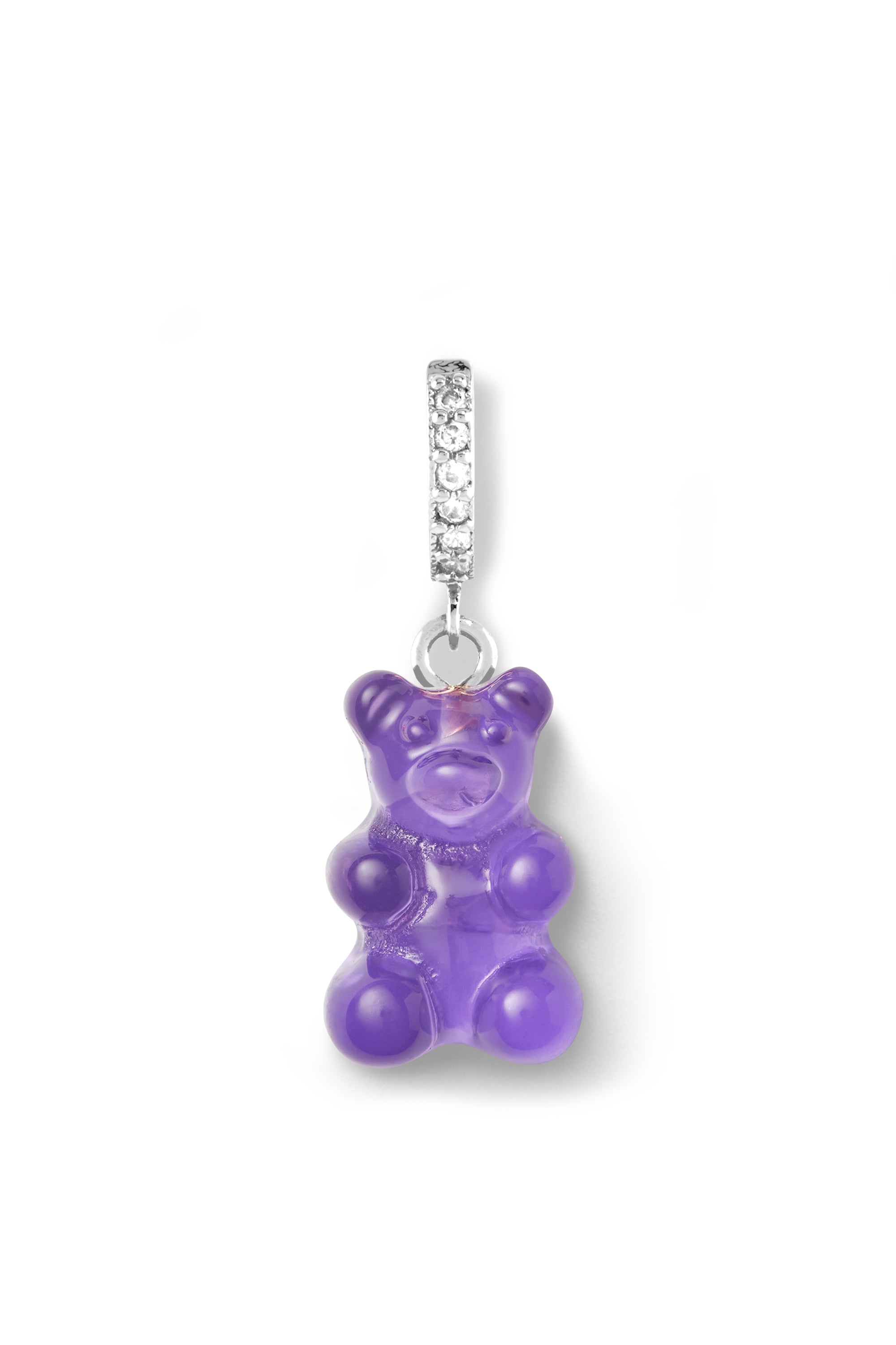 crystal haze Nostalgia bear hoop - Plum - Silver plated