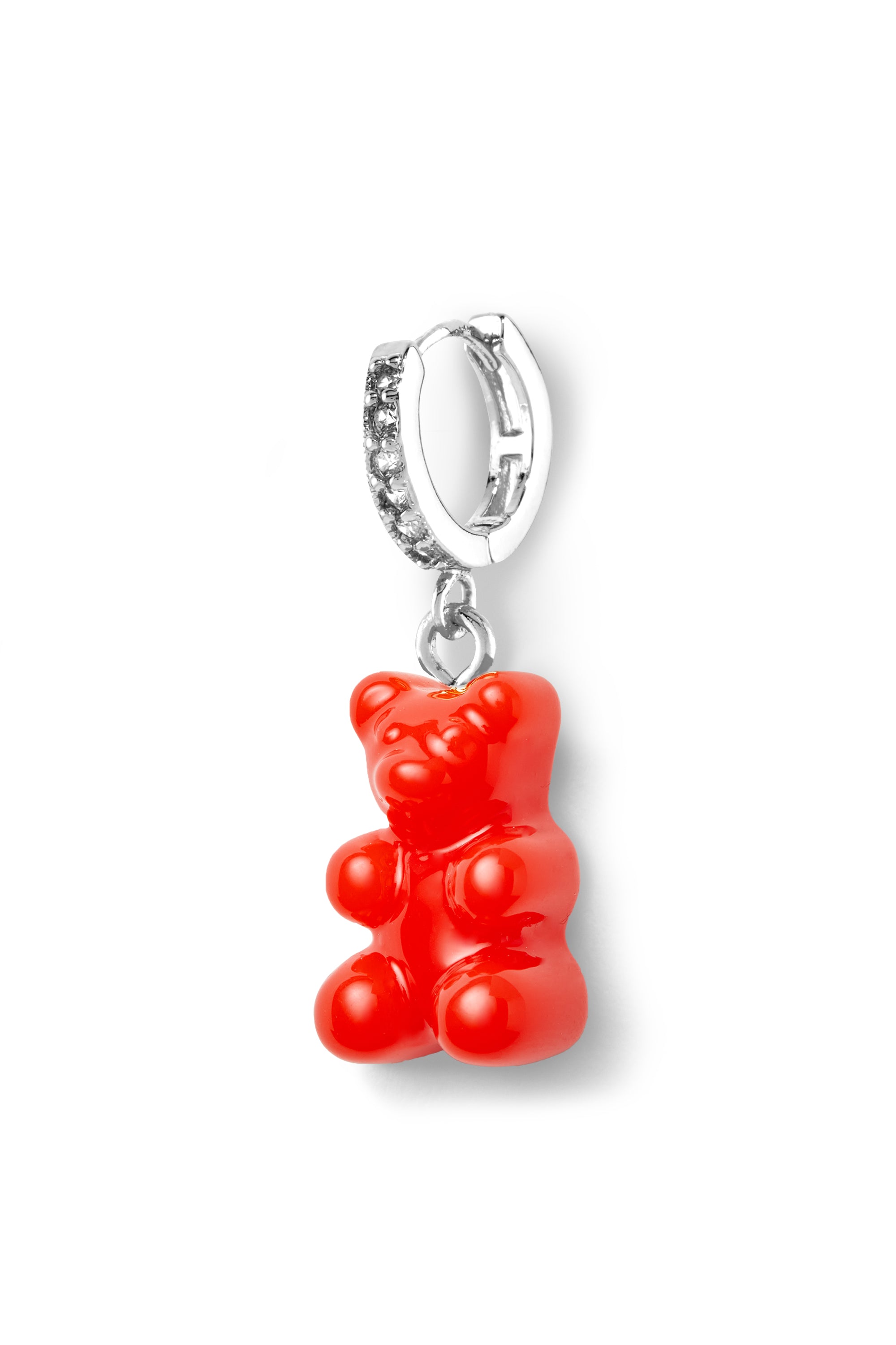 crystal haze Nostalgia bear hoop - Sangria - Silver plated