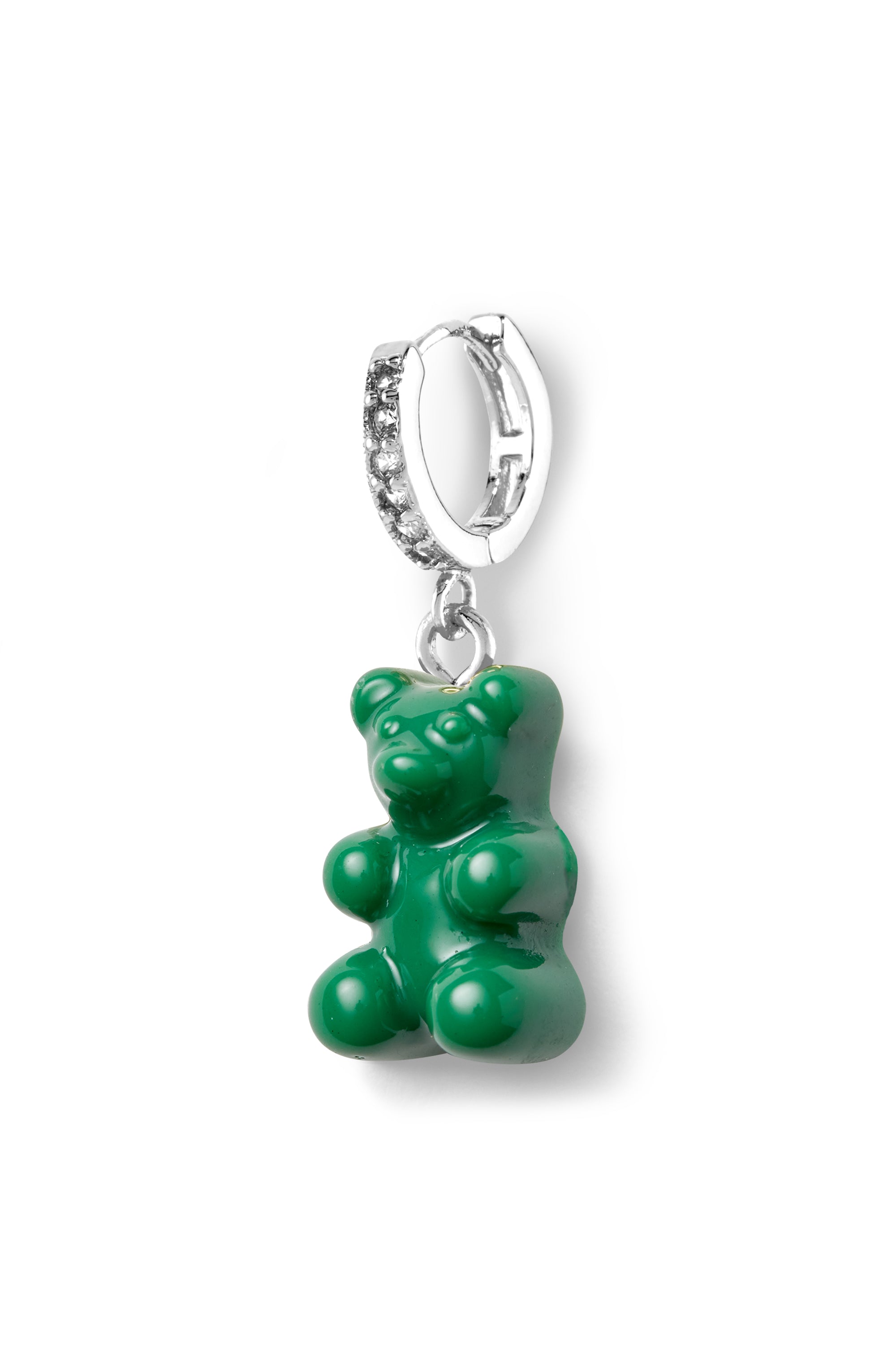crystal haze Nostalgia bear hoop - Vegan - Silver plated