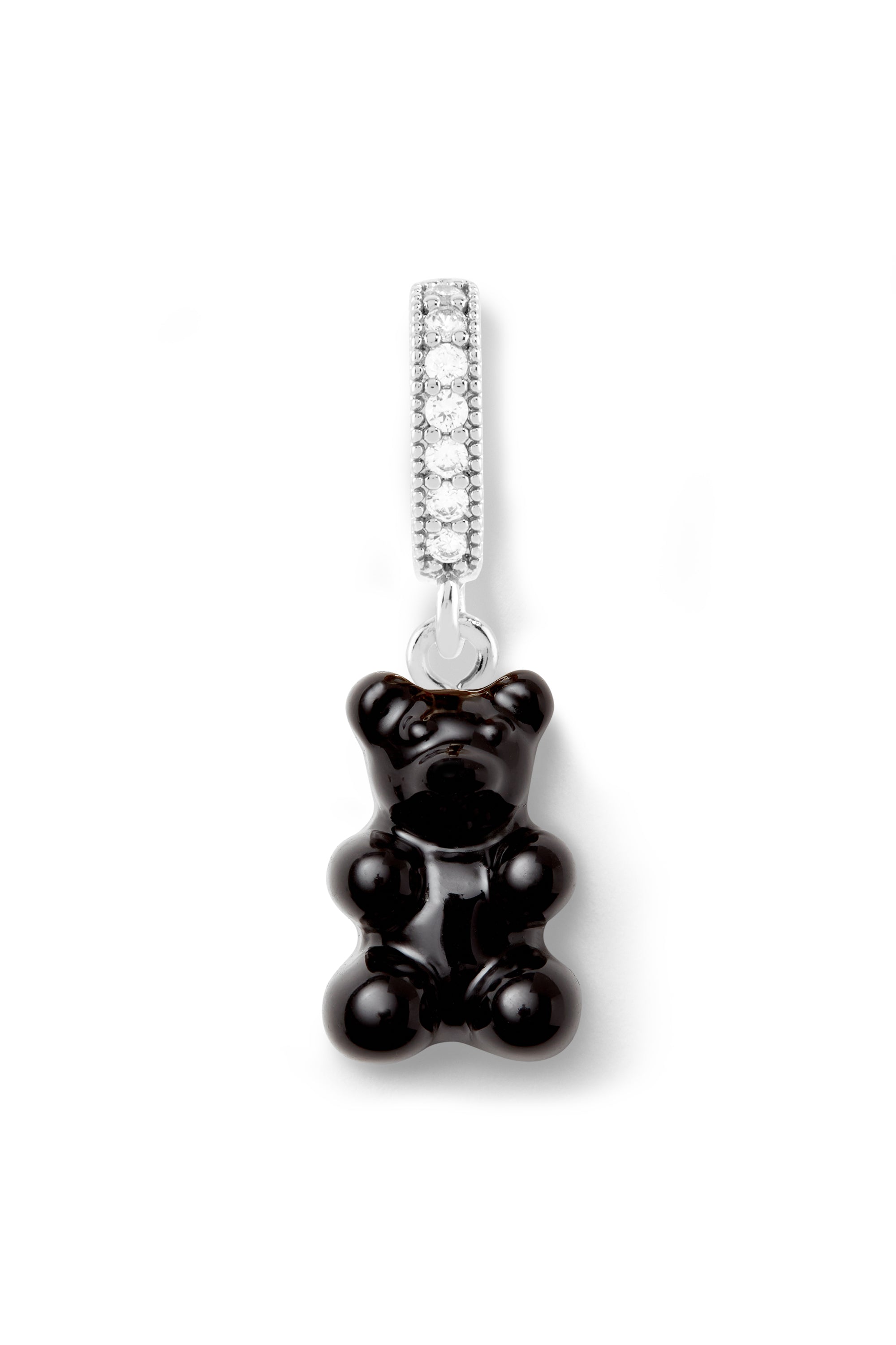 crystal haze Nostalgia Bear - Pave connector - Silver Plated - Black