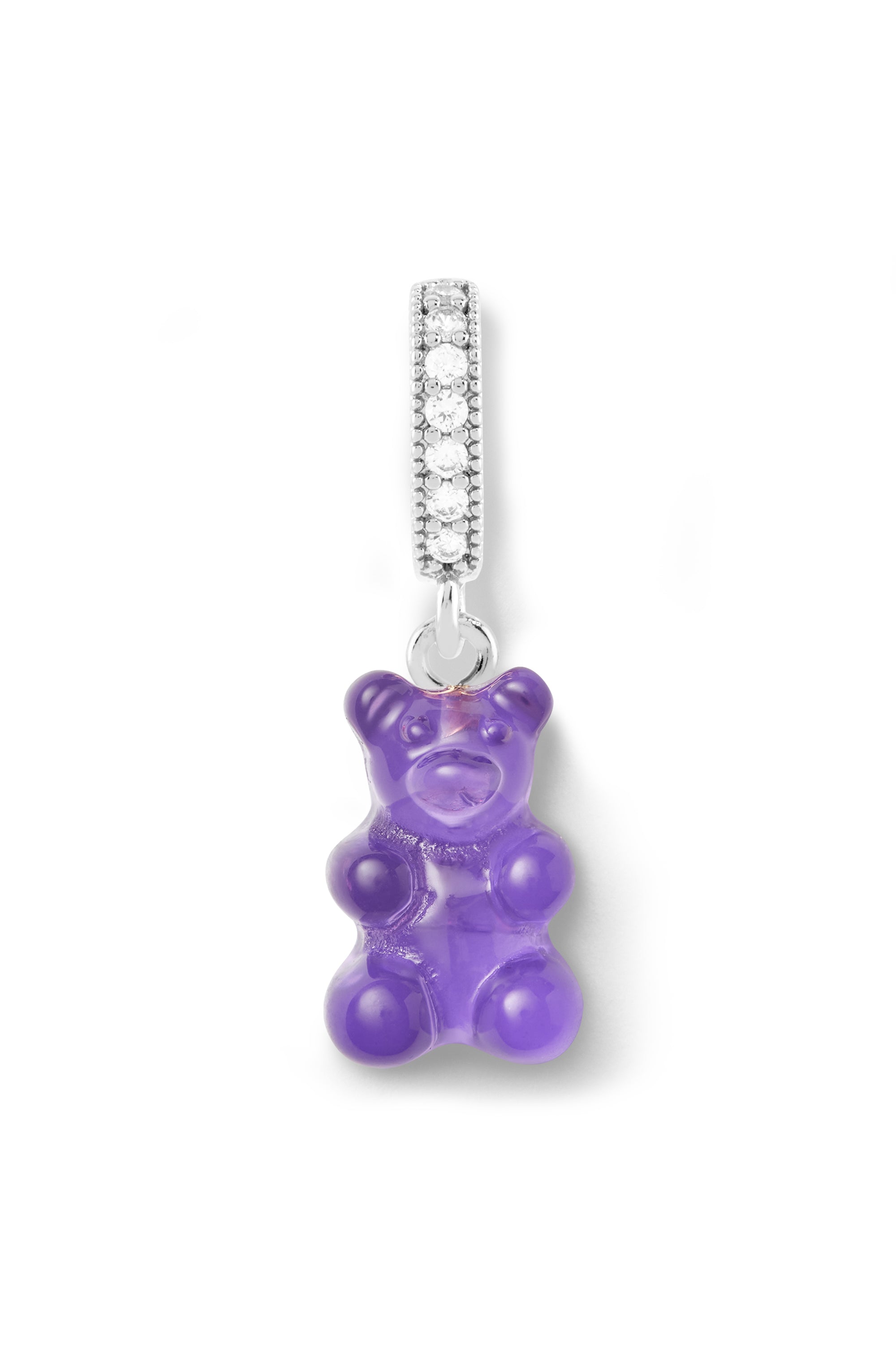 crystal haze Nostalgia Bear - Pave Connector - Silver Plated - Plum