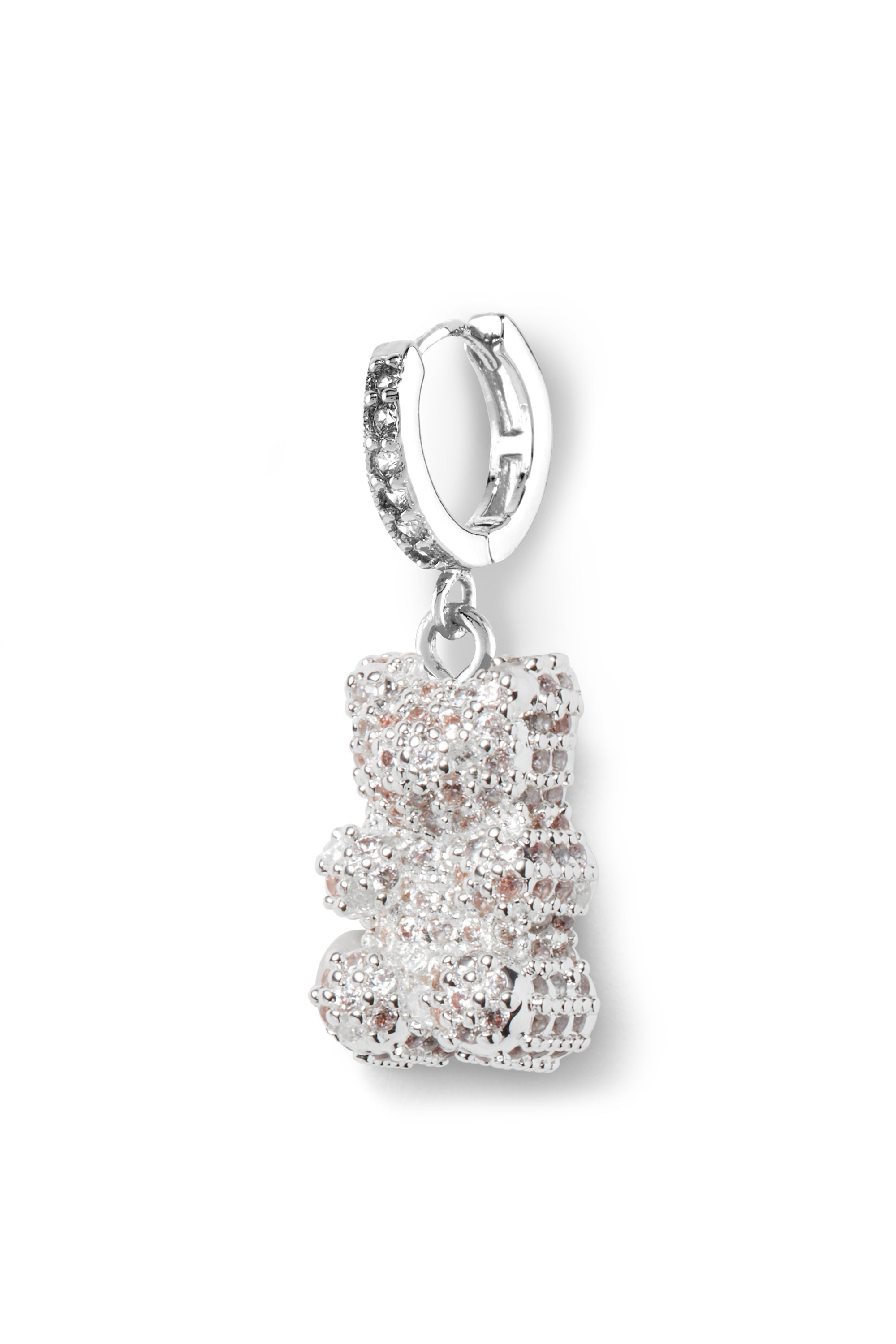 crystal haze Pave Nostalgia bear hoop - Silver Pave