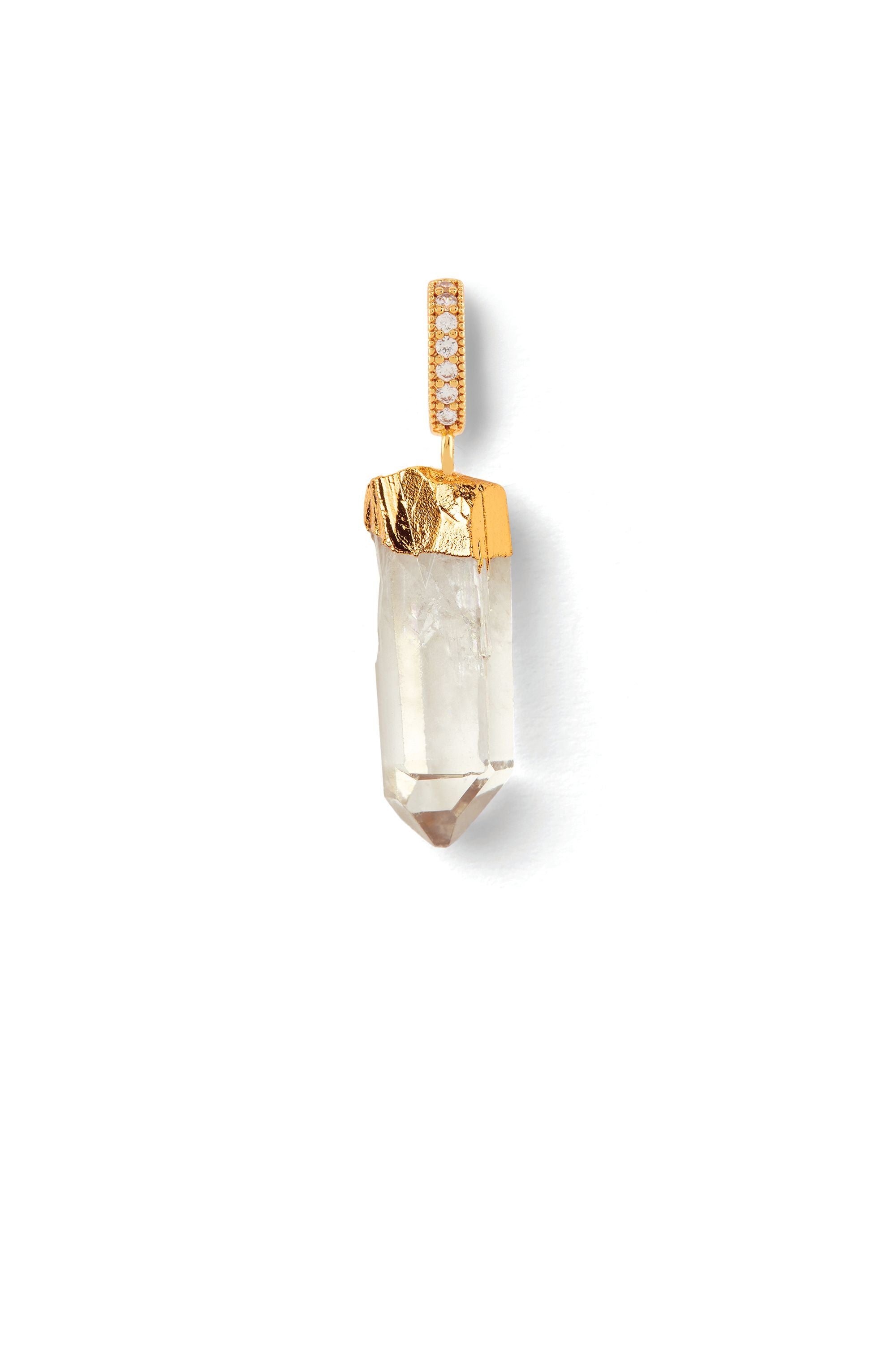 crystal haze Rock Crystal - Gold - Pave Connector