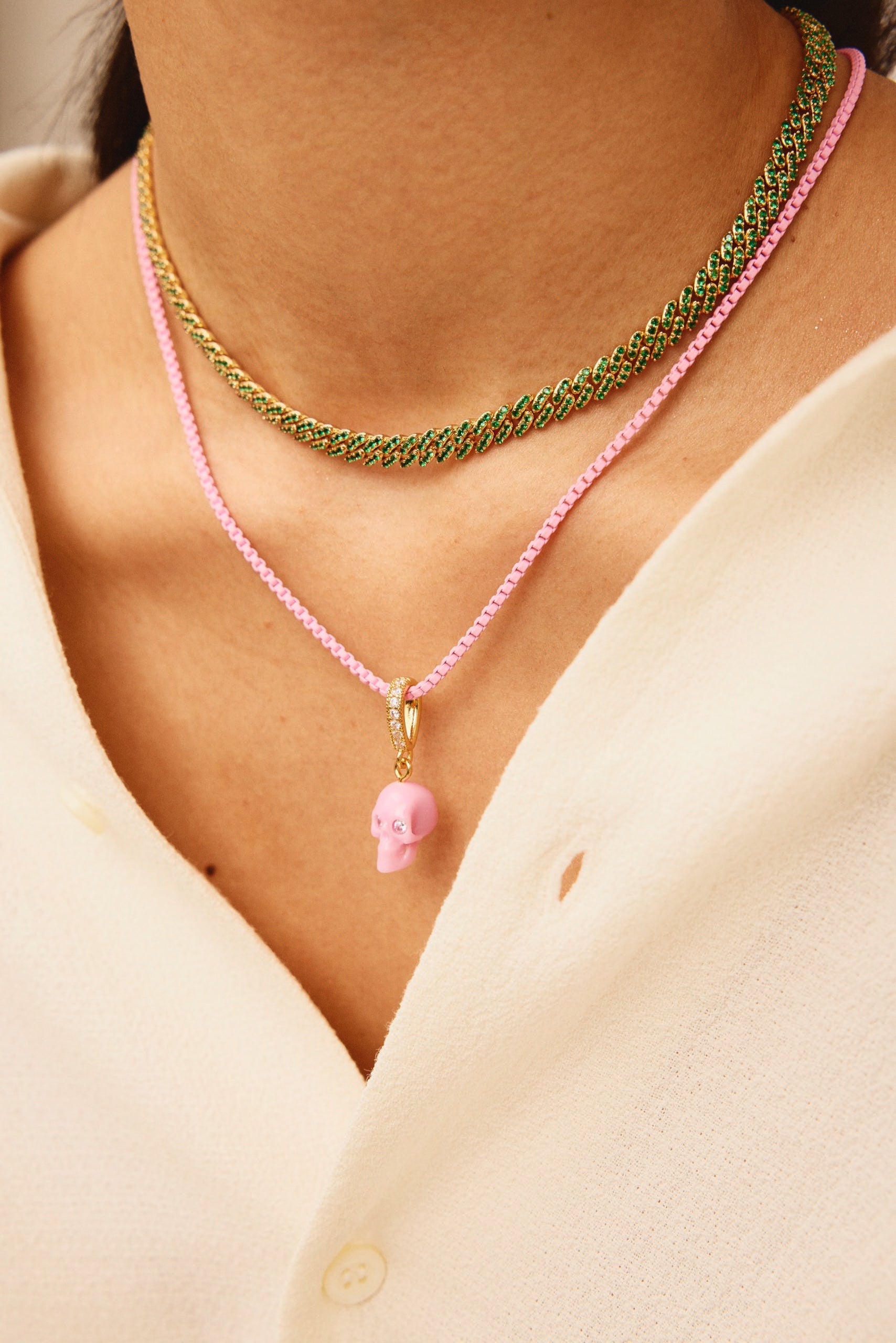 Micro Mexican Chain - Emerald – Crystal Haze Jewelry