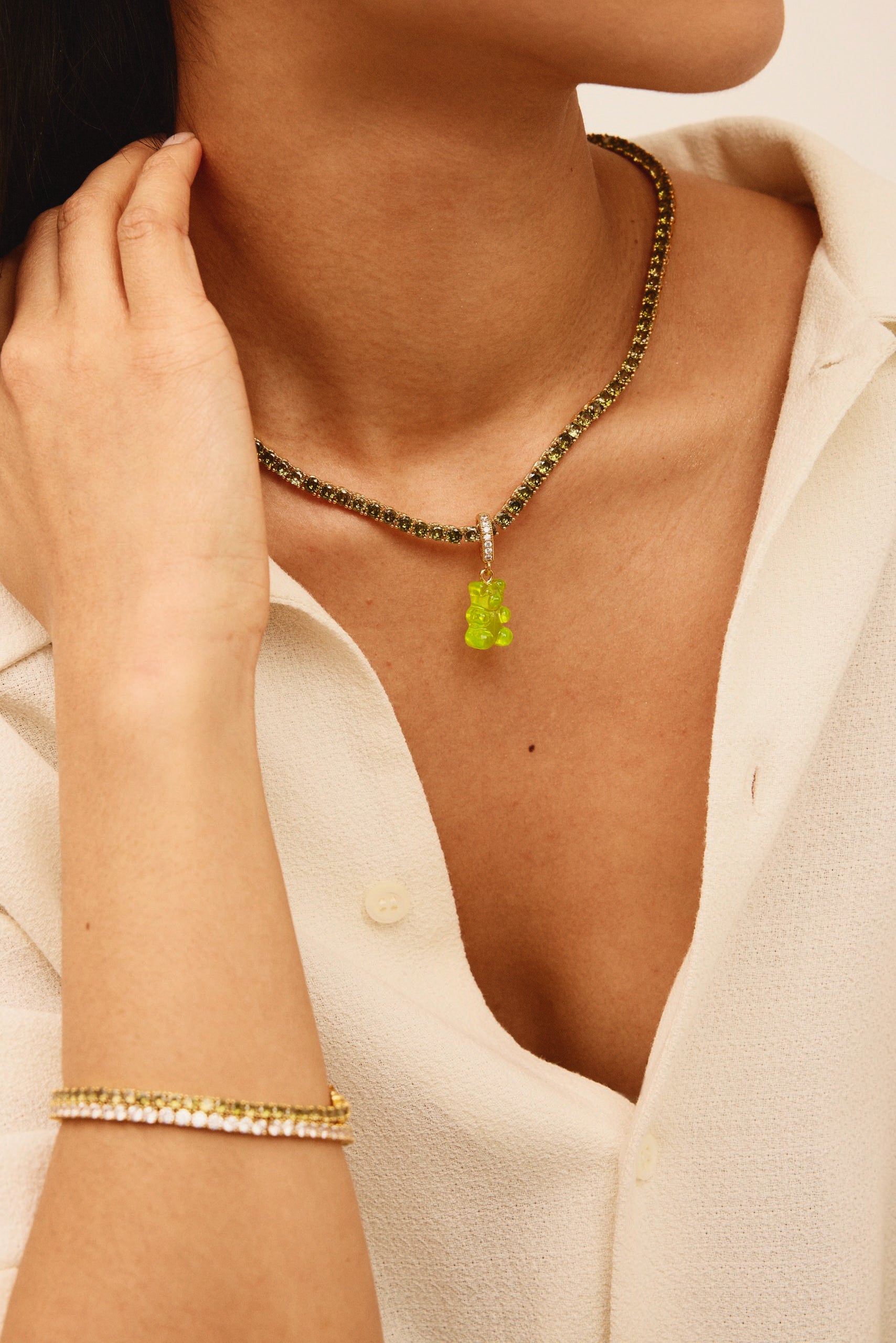 Nostalgia bear - Lime - Pave Connector – Crystal Haze Jewelry