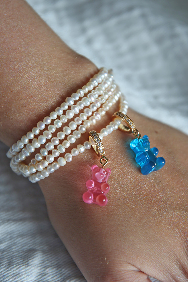 CRYSTAL HAZE ◆ PENDANT_NOSTALGIA BEAR PAVE CANDY PINK Nostalgia Bear - Pave Connector - Gold Plated - Candy Pink