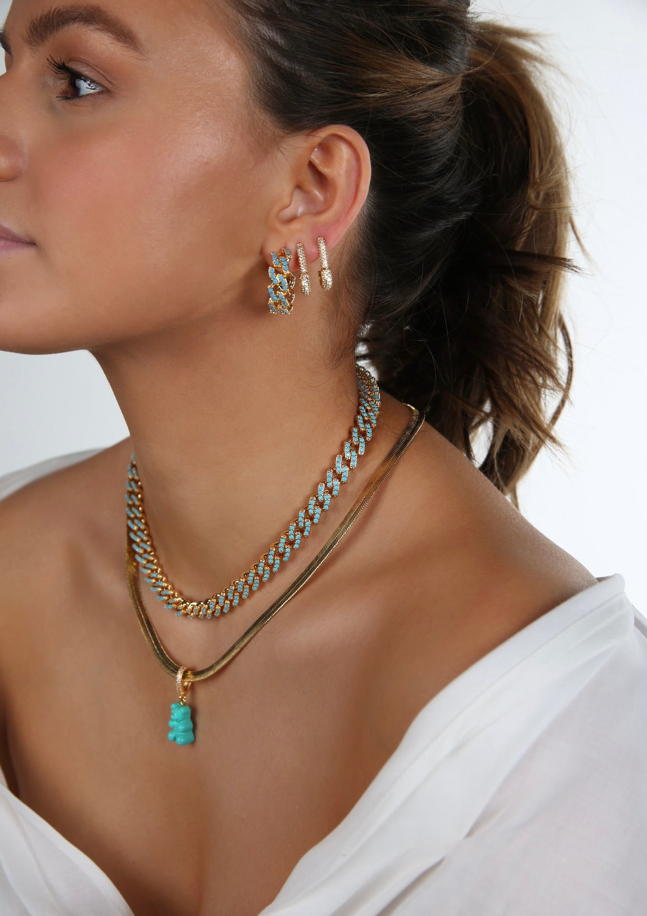 CRYSTAL HAZE クリスタルヘイズ MEXICAN CHAIN HOOPS ピアス Mexican Chain Hoops - Clear – Crystal Haze Jewelry