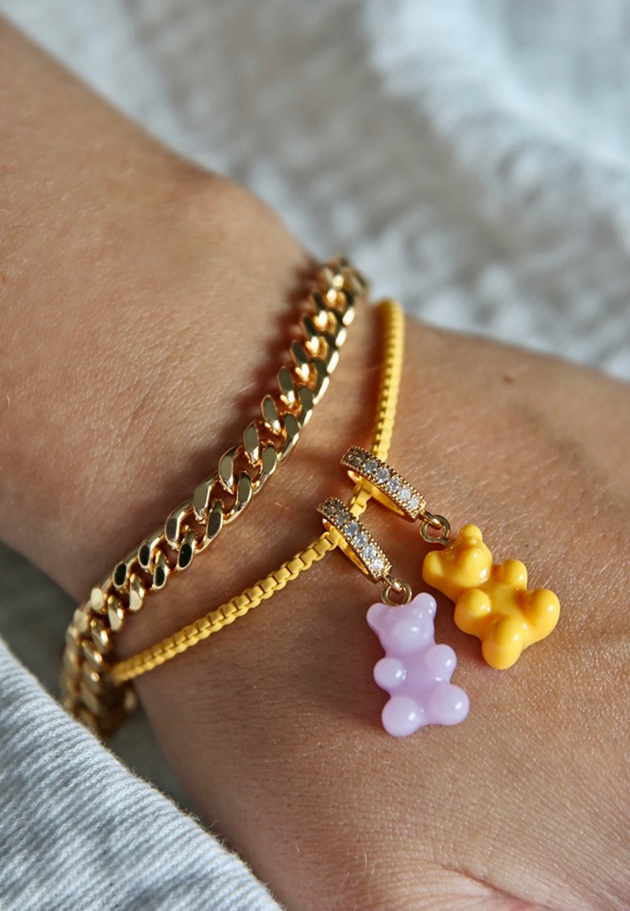 CRYSTAL HAZE ◆ PENDANT_NOSTALGIA BEAR PAVE GOLD LAVENDER Nostalgia Bear - Classic Connector - Gold - Lavender