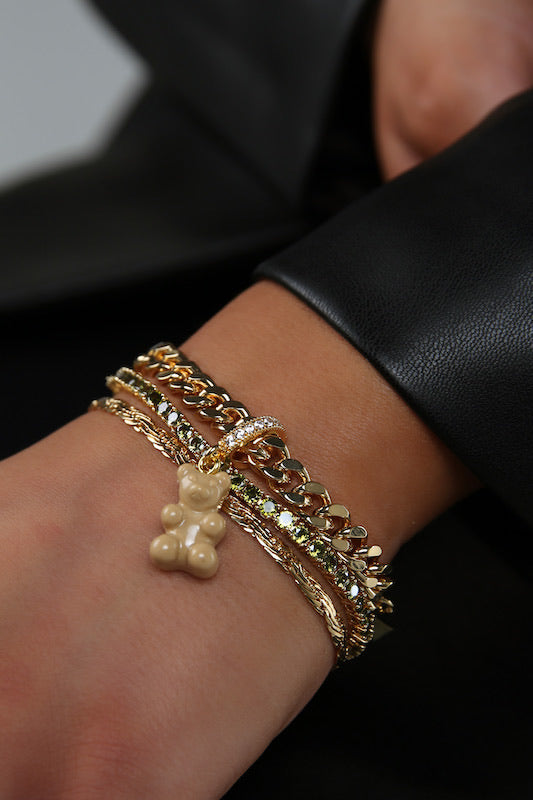 Nostalgia Bear - Pave Connector - Gold Plated - Salt Caramel