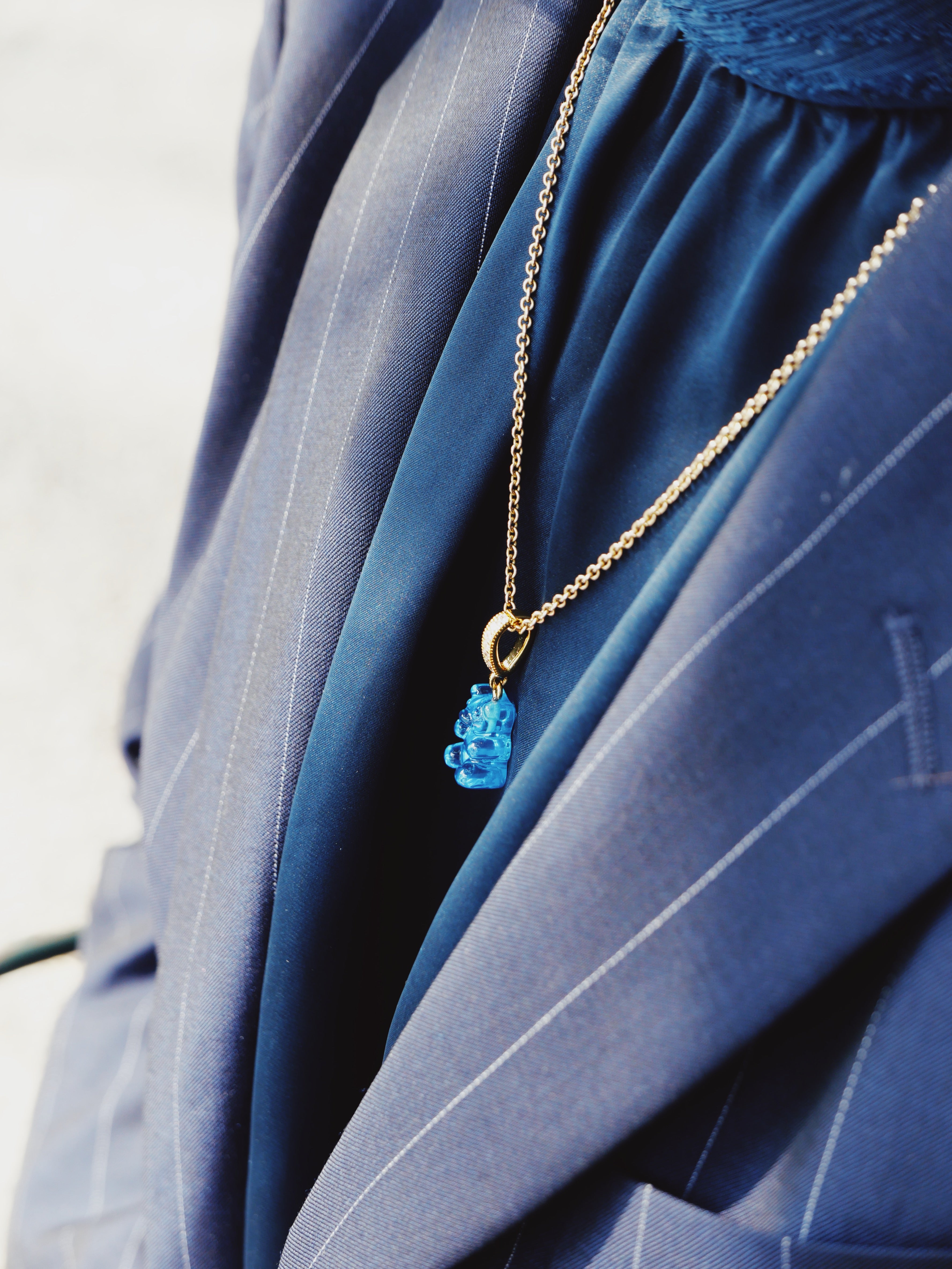 Nostalgia Bear - Pave Connector - Gold Plated - Azure