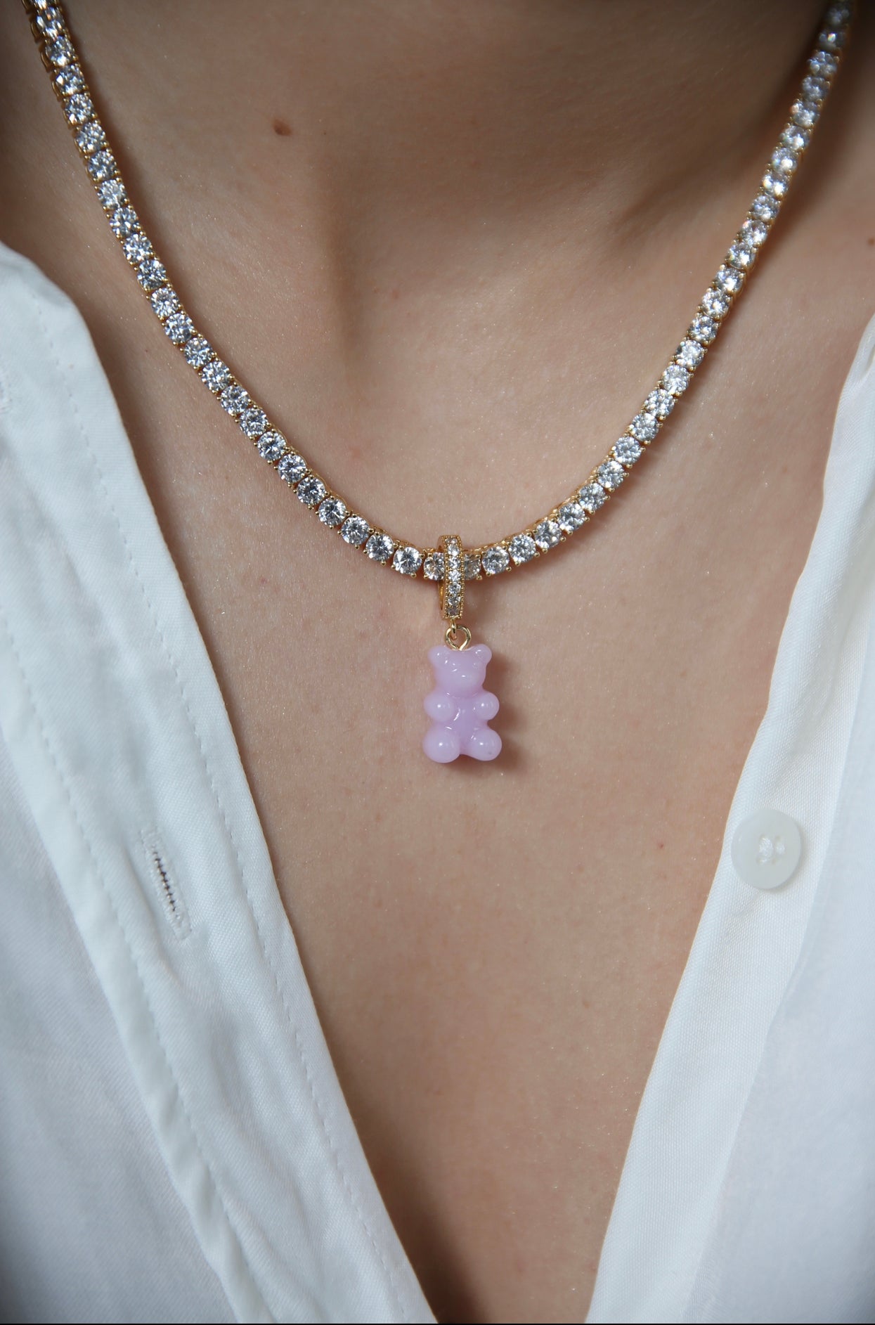 CRYSTAL HAZE ◆ PENDANT_NOSTALGIA BEAR PAVE GOLD LAVENDER Nostalgia Bear - Pave Connector - Gold Plated - Lavender