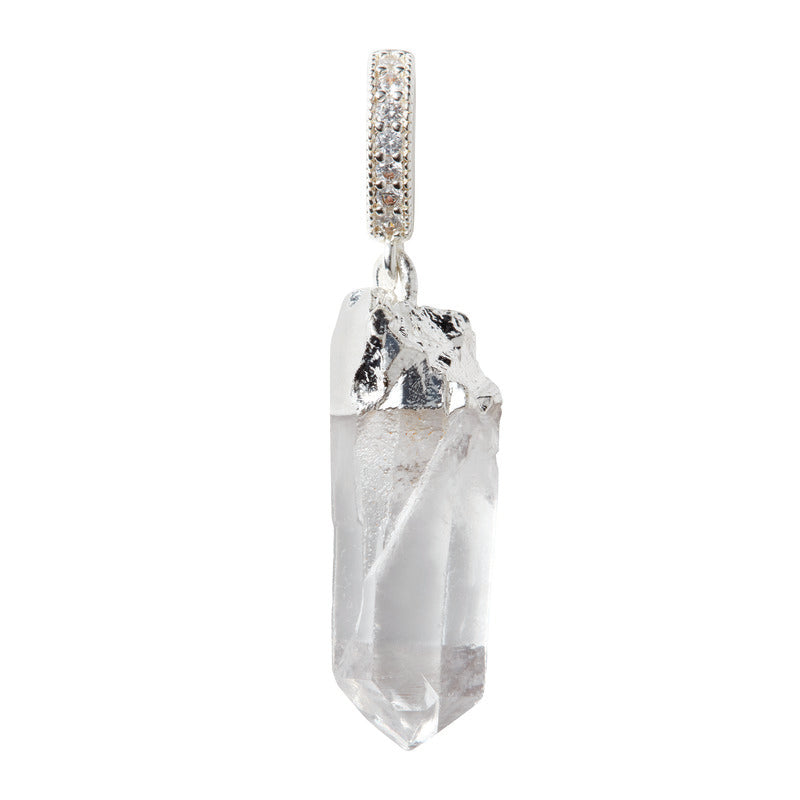 crystal haze Rock Crystal - Silver Plated - Pave Connector