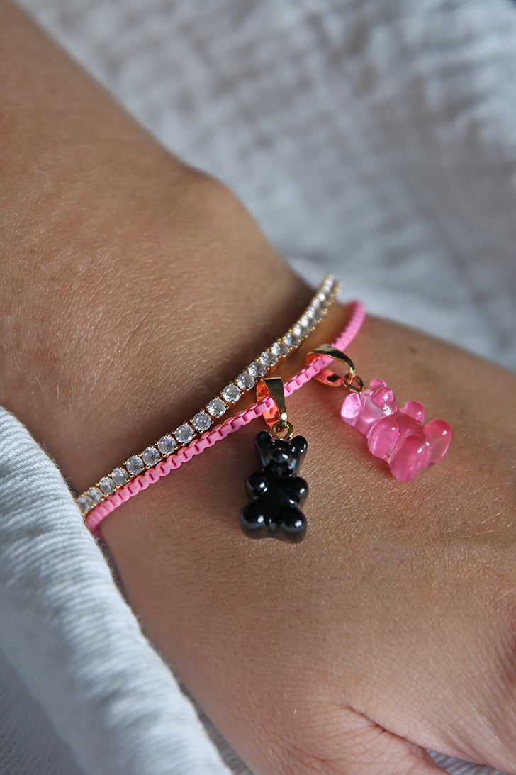 ★OSTKAKA★ Amuse Petit Chain 3colors Nostalgia Bear - Classic Connector - Gold - Bubblegum Pink