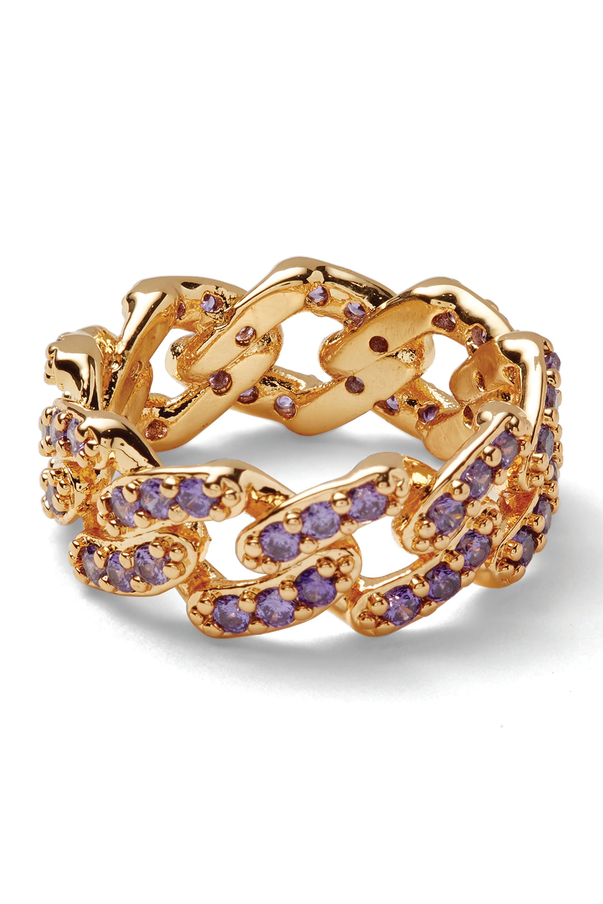 crystal haze Mexican Chain Ring - Lavender