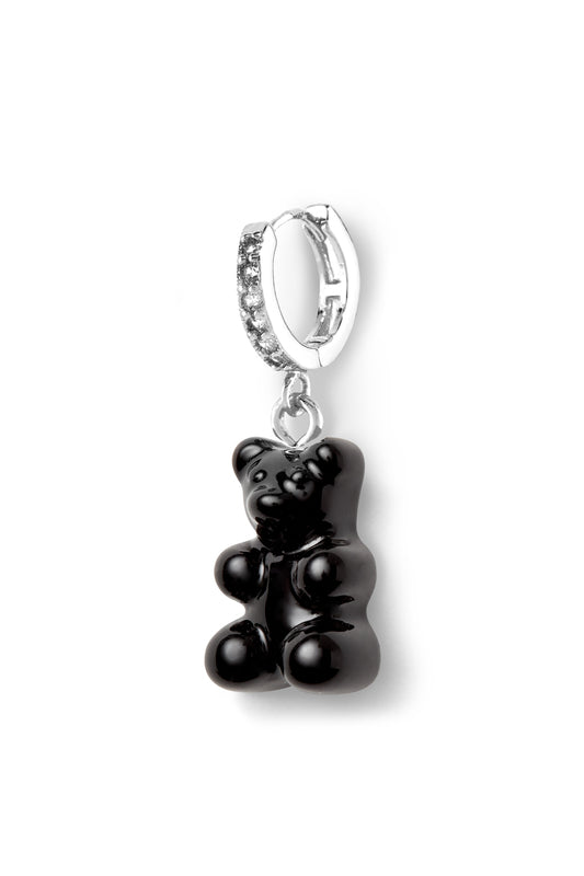crystal haze Nostalgia bear hoop - Black - Silver plated