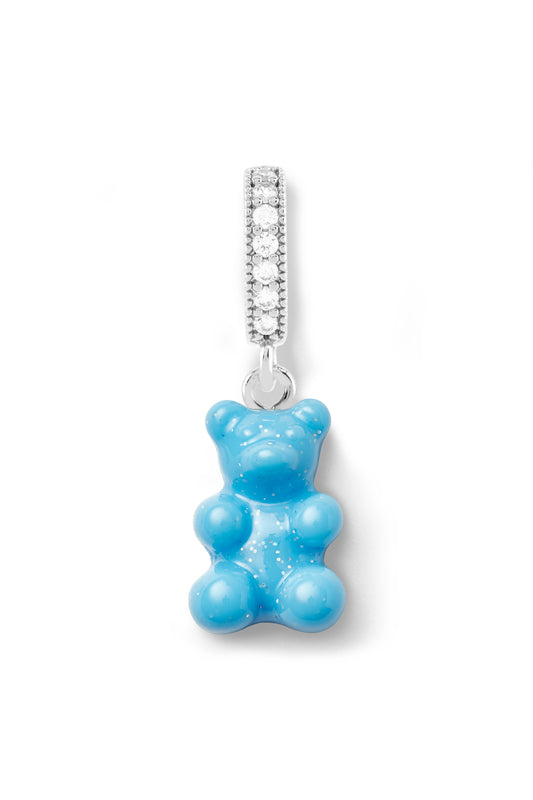 crystal haze Nostalgia Bear - Pave connector - Silver Plated - Lagoon
